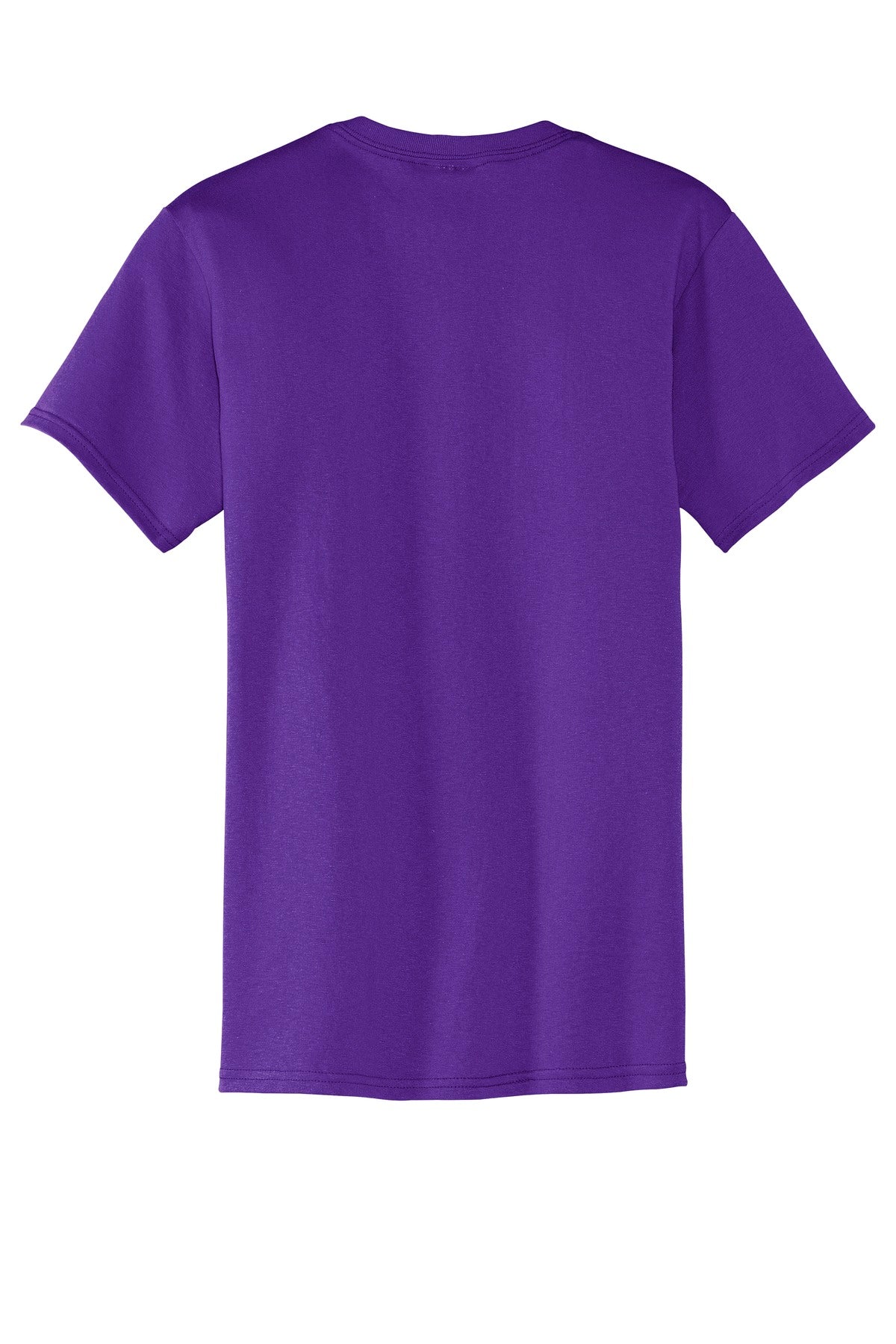 Rear View of Purple Port & Co Core Blend Pocket Tee. PC55P