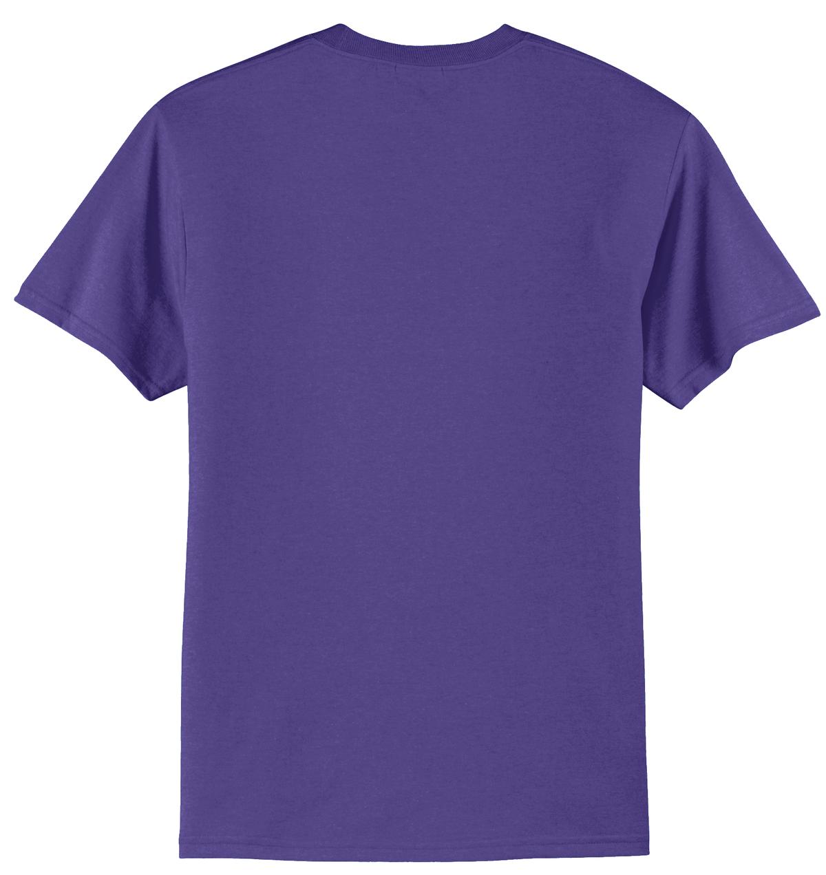 Rear View of Purple Port & Co Core Blend Tee. PC55