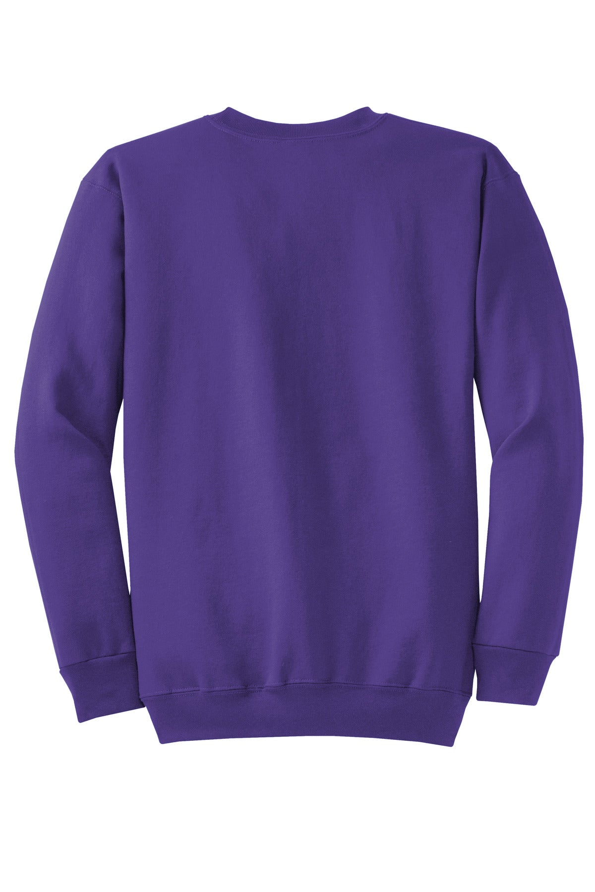 Rear View of Purple Port & Co Core Fleece Crewneck Sweatshirt. PC78
