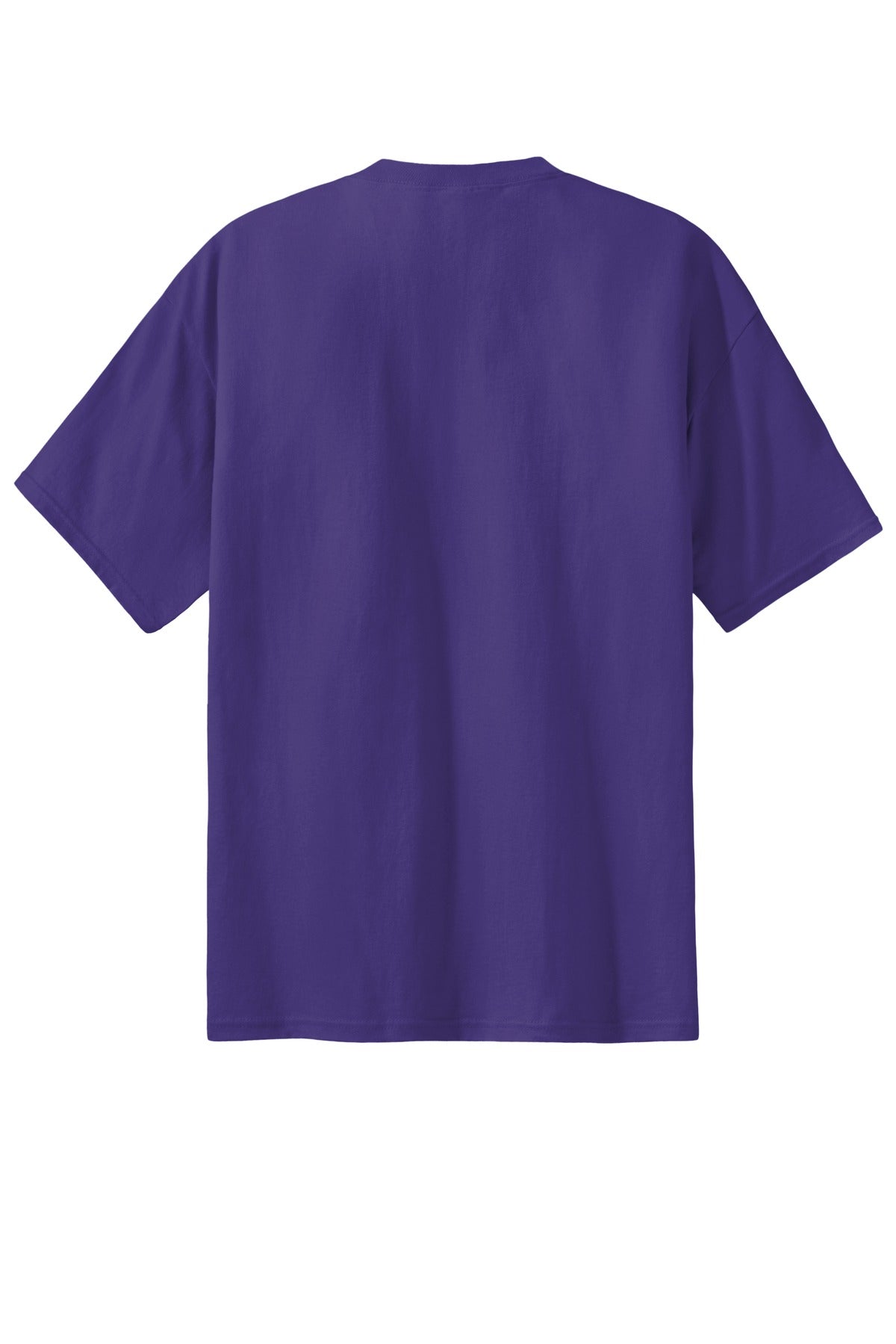 Rear View of Purple Port & Co Essential Tee. PC61