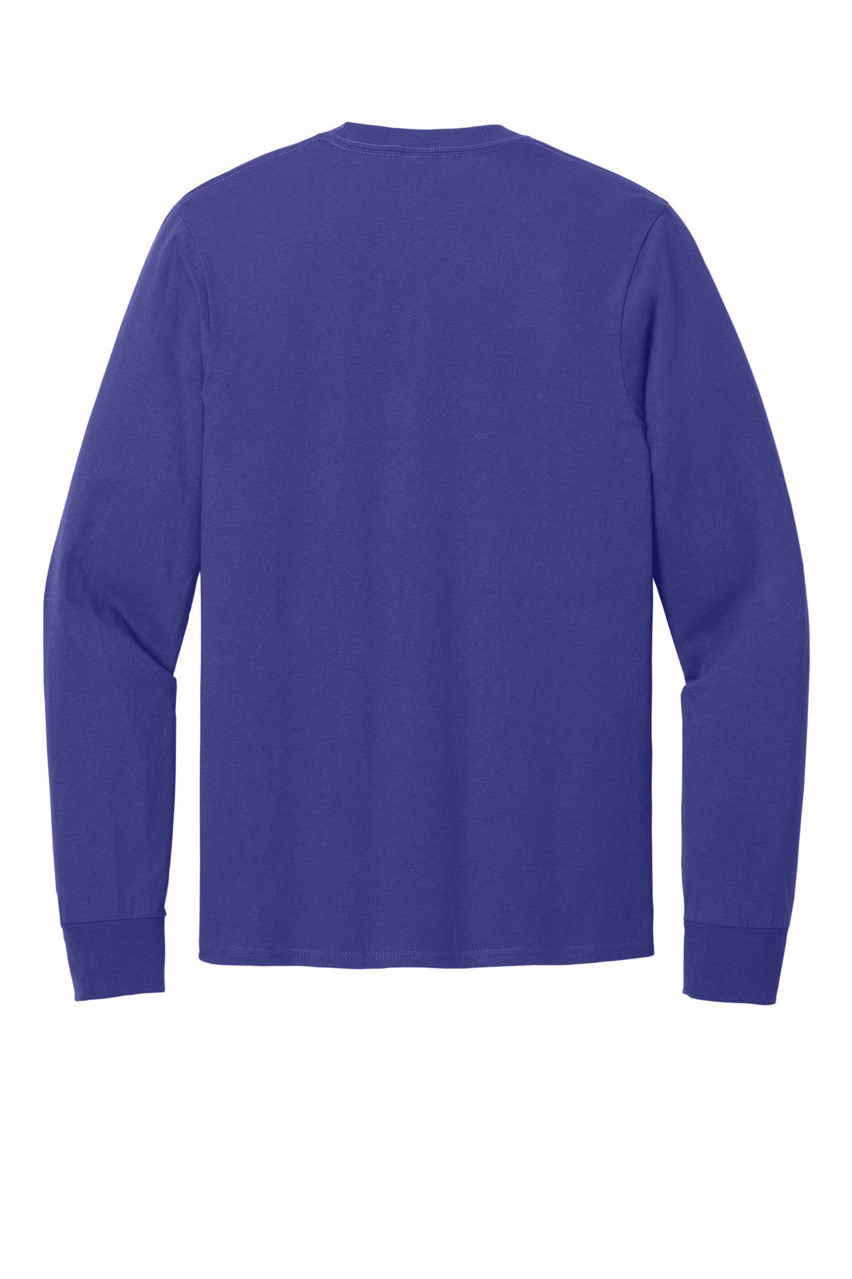Rear View of Purple Port & Co Long Sleeve Core Cotton Tee. PC54LS
