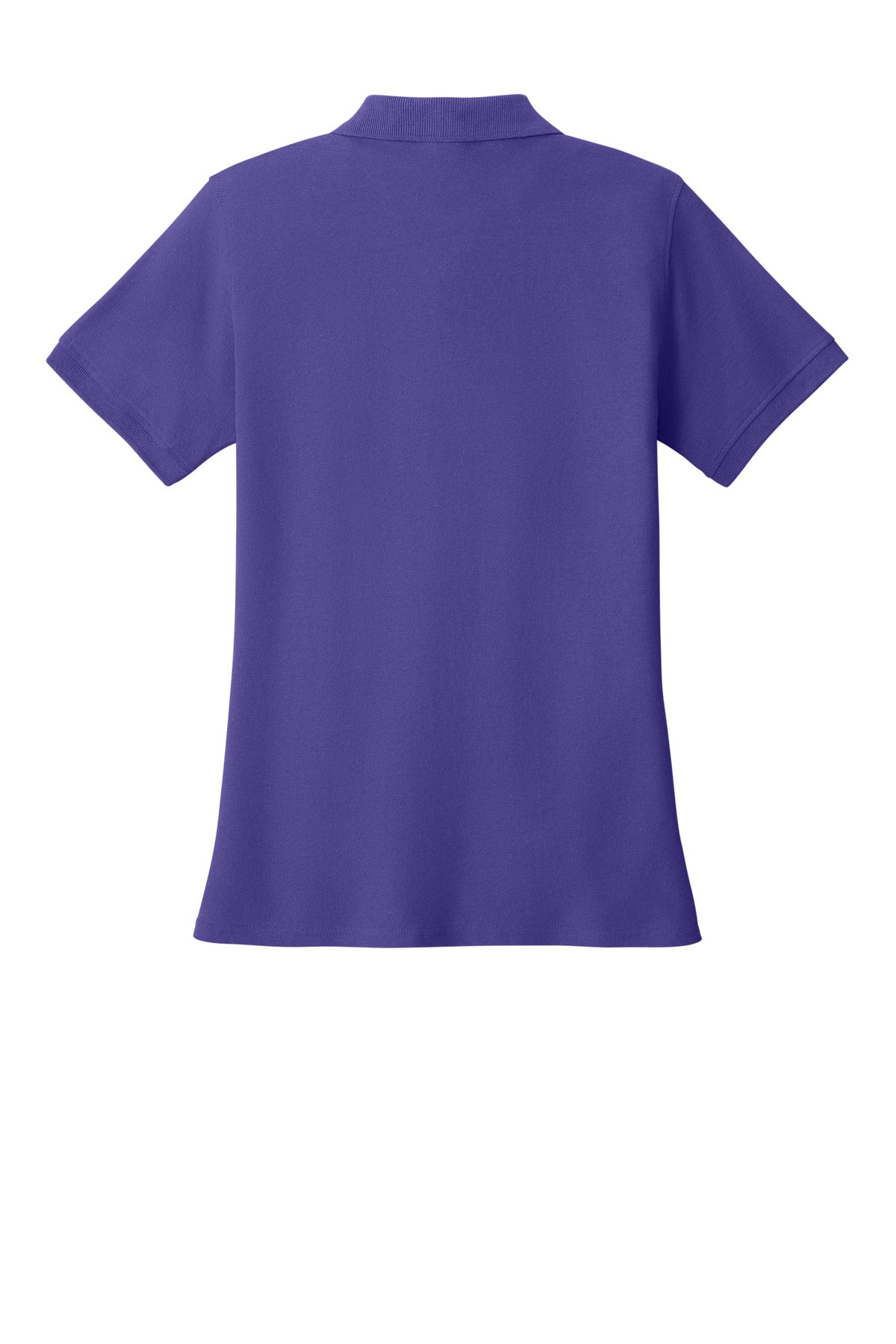 Rear View of Purple Port & Co Women's Core Blend Pique Polo. LKP155