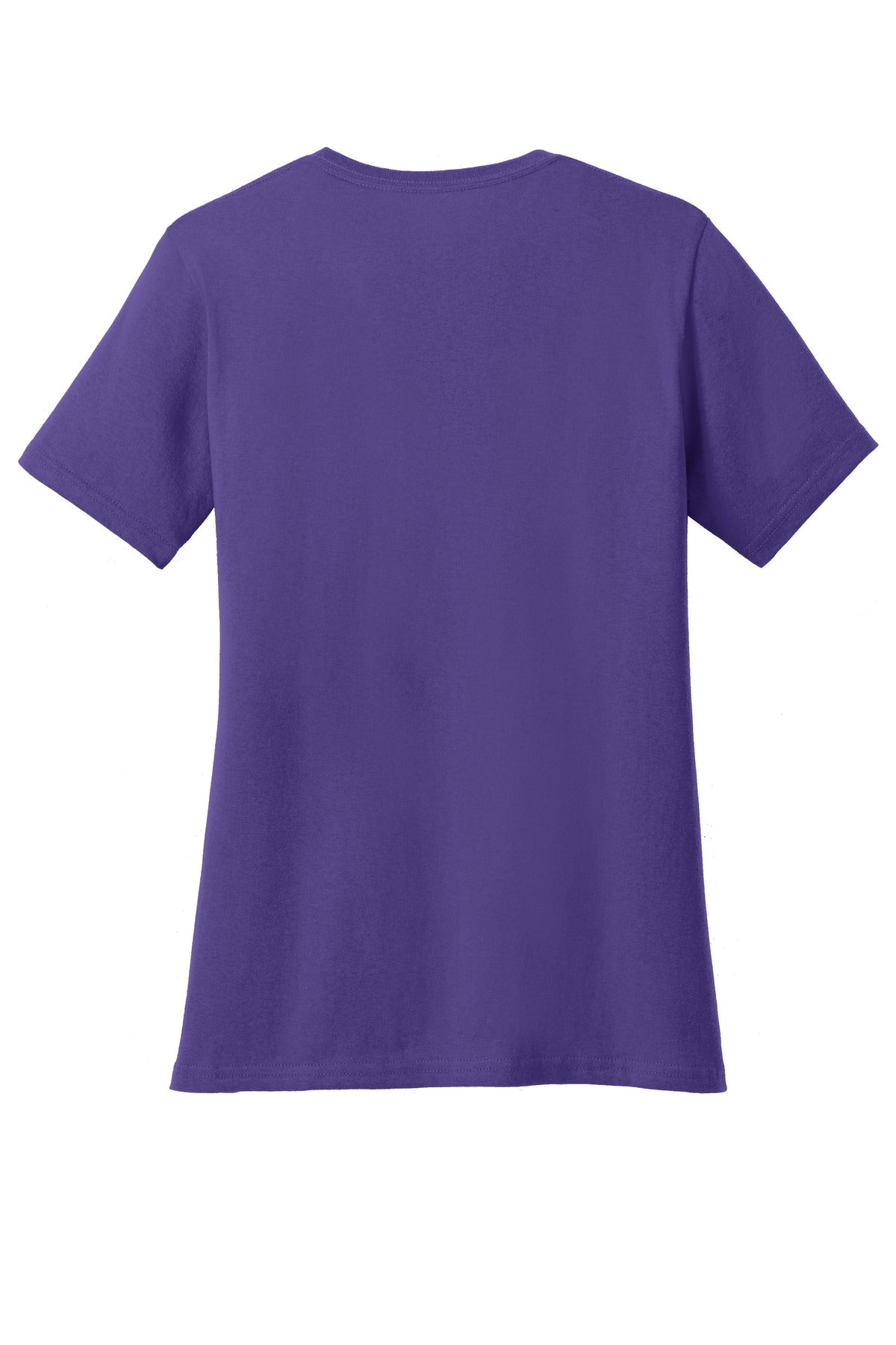 Rear View of Purple Port & Co Women's Core Cotton V-Neck Tee. LPC54V
