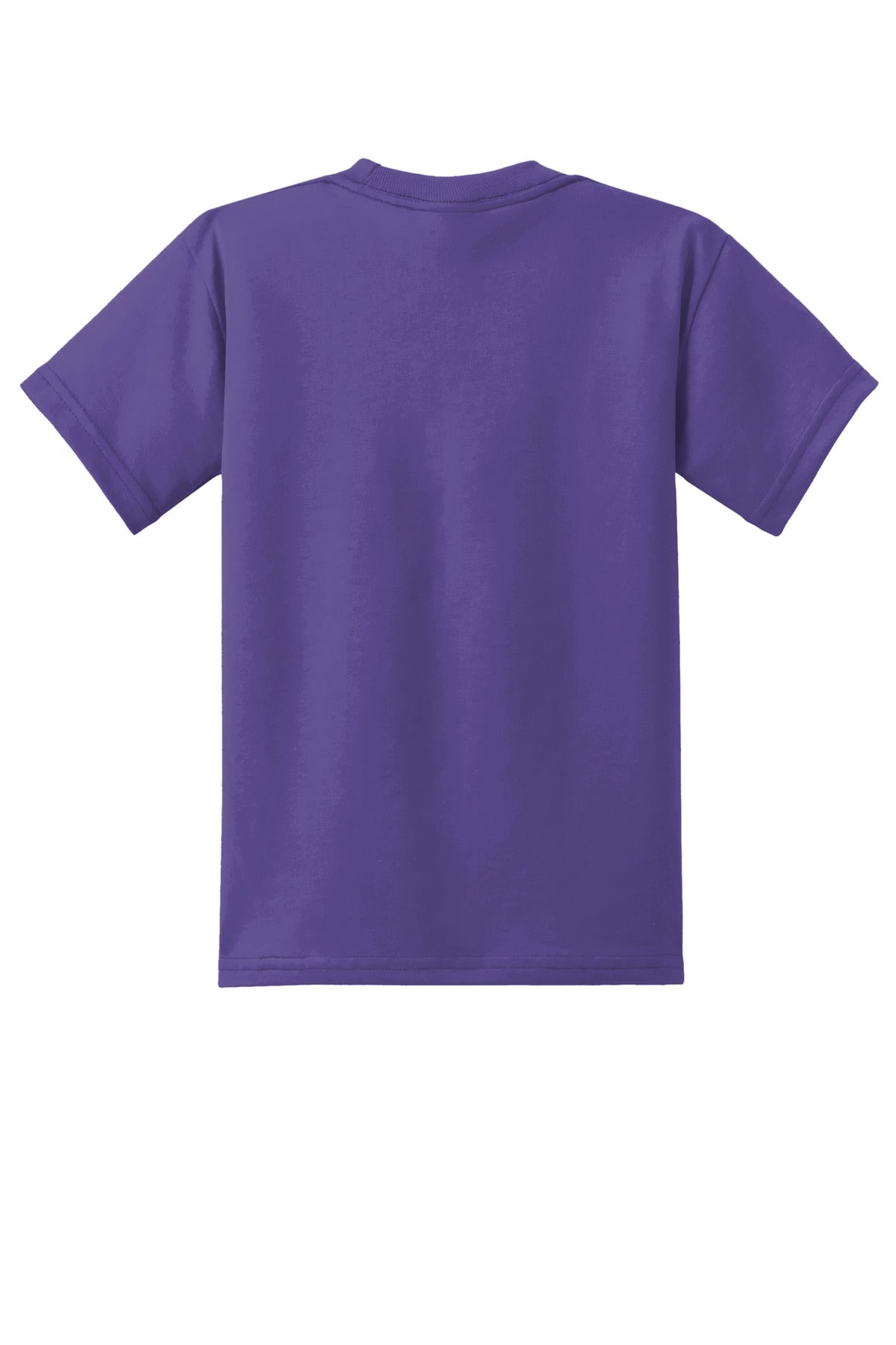 Rear View of Purple Port & Co Youth Core Blend Tee. PC55Y