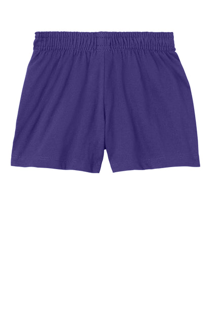 Rear View of Purple Sport-Tek Girls Jersey Knit Squad Short YGST311