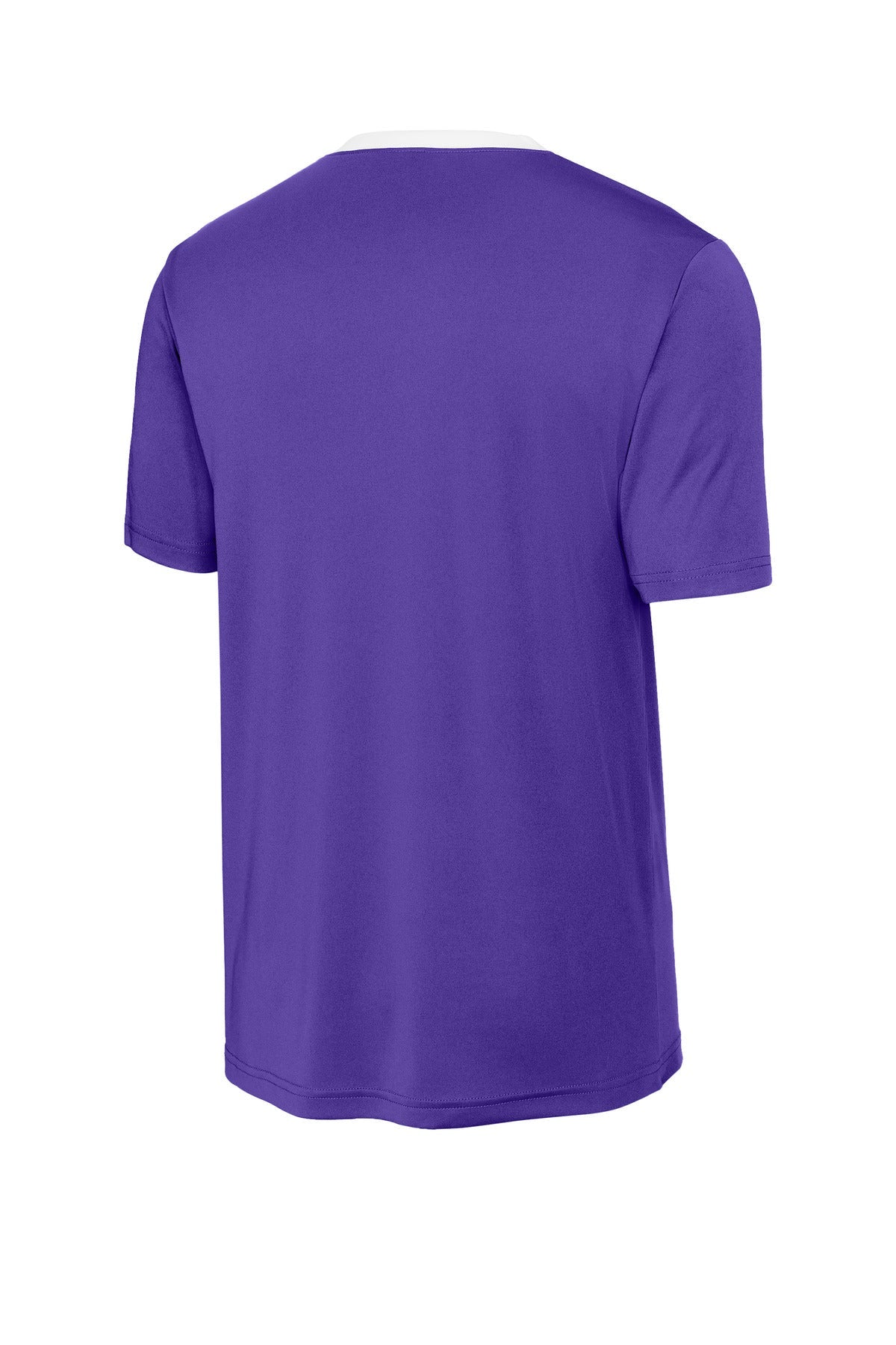 Rear View of Purple/Wh Sport-Tek Competitor United Crew ST100