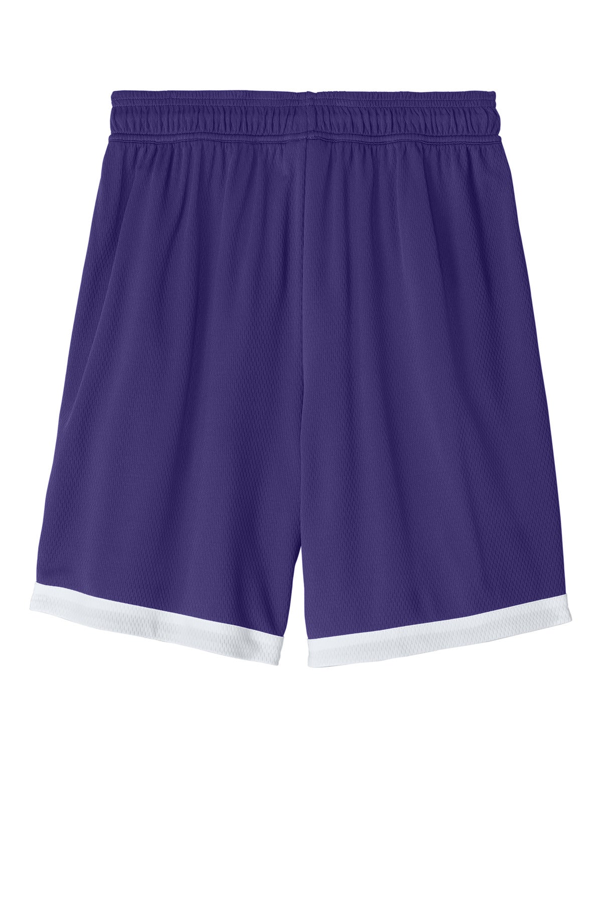Rear View of Purple/Wh Sport-Tek Rival Basketball 7"Short ST901