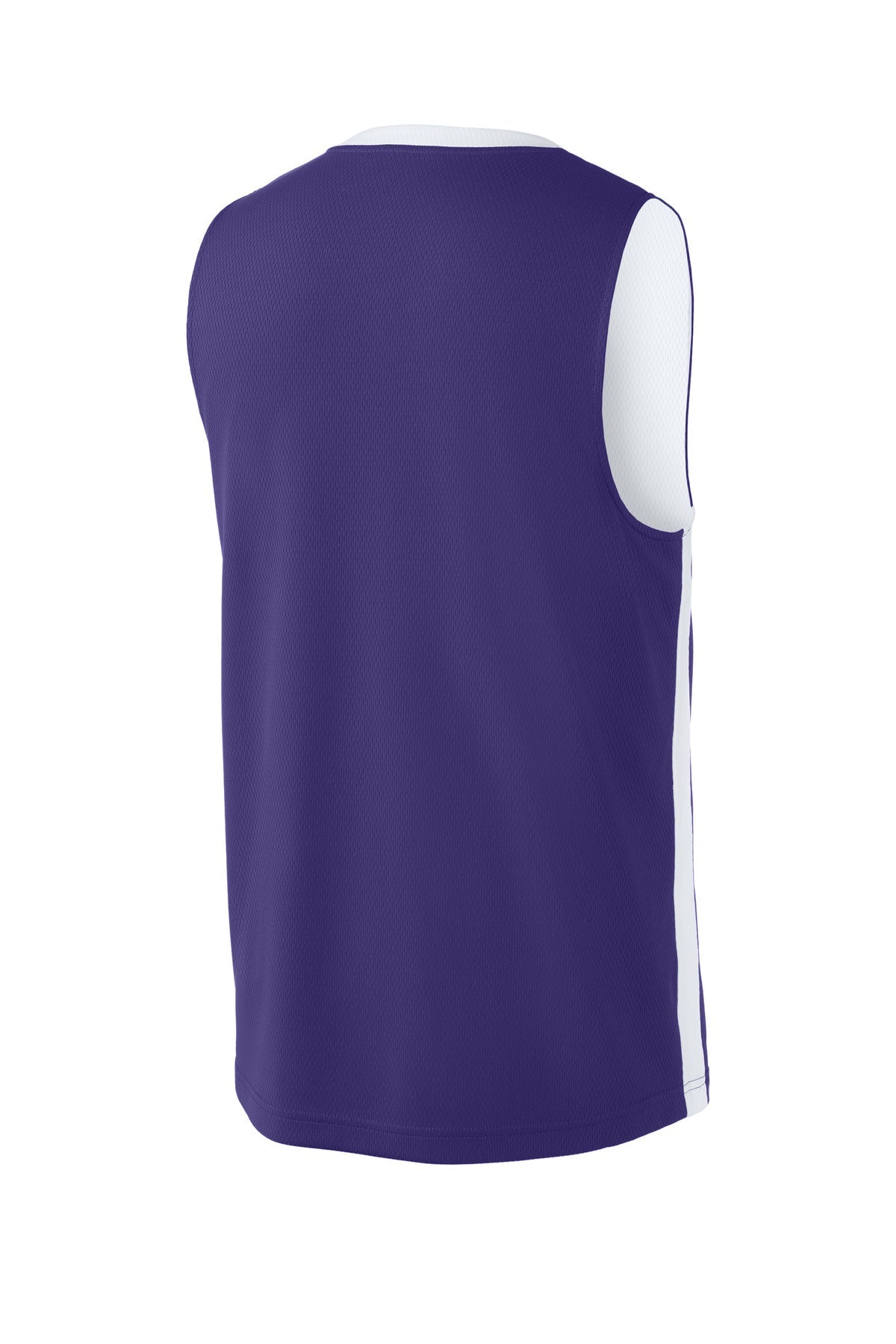 Rear View of Purple/Wh Sport-Tek Rival Basketball Rev Jersey ST900