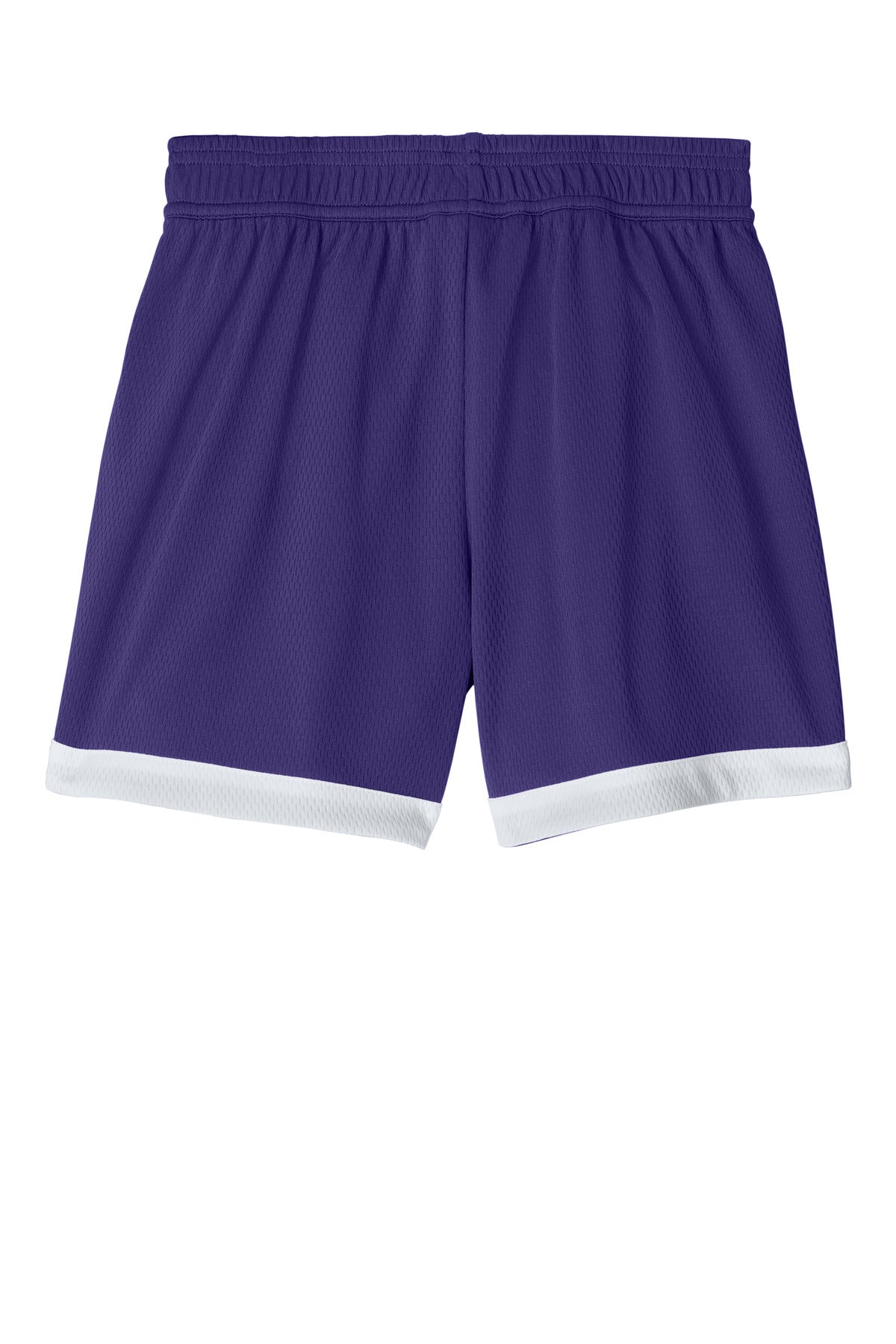 Rear View of Purple/Wh Sport-Tek Youth Rival Basketball 5" Short YST901