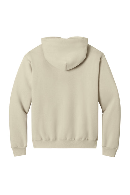 Rear View of Putty Jerzees Rugged Unisex Hooded Sweatshirt H12M