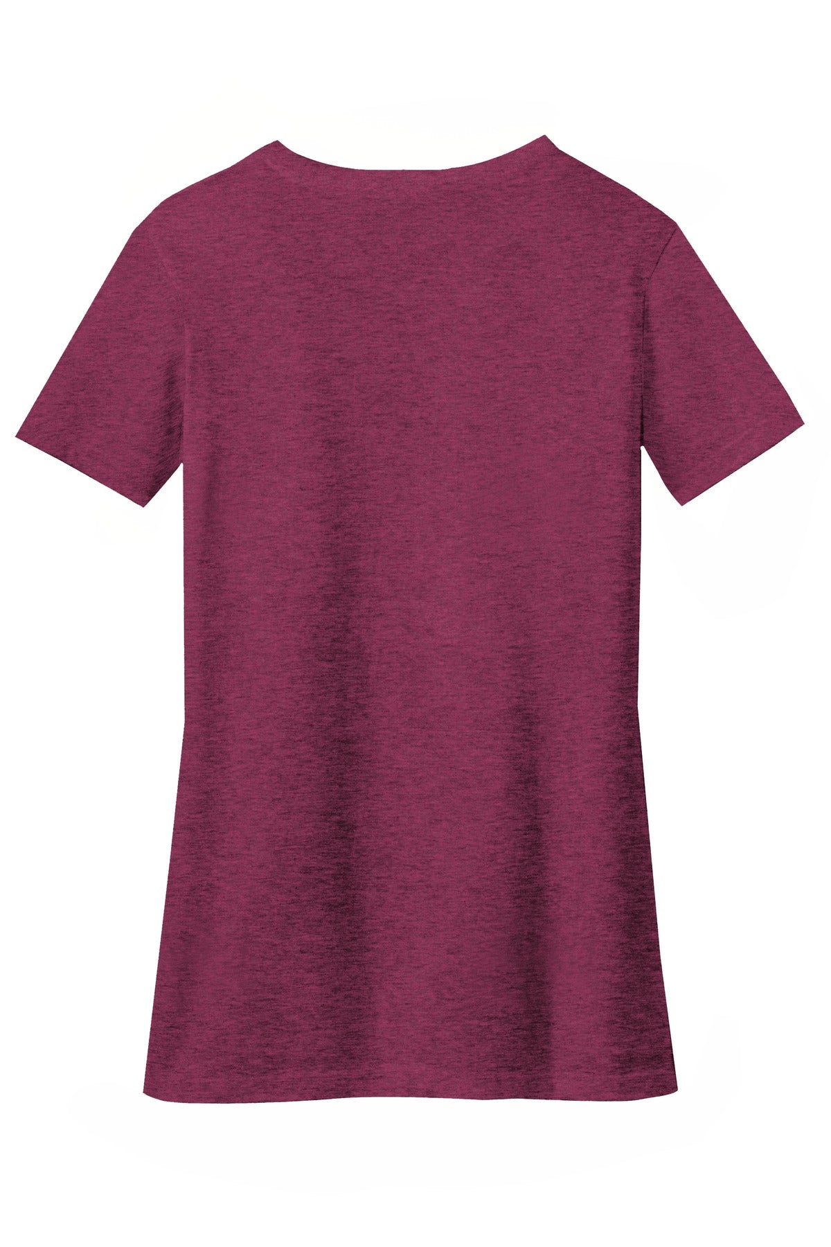 Rear View of Raspberry Flck District Women's Perfect Blend CVC V-Neck Tee. DM1190L