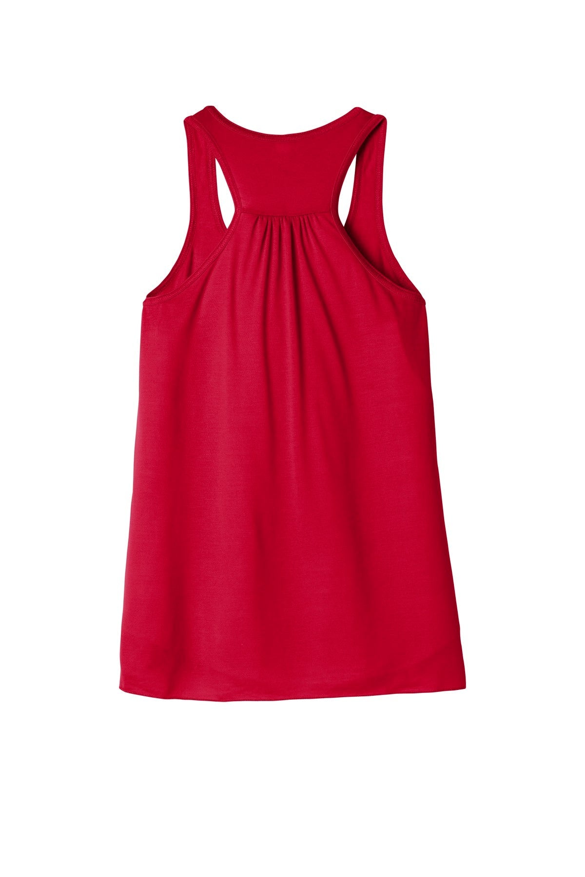 Rear View of Red BELLA+CANVAS Women's Flowy Racerback Tank. BC8800