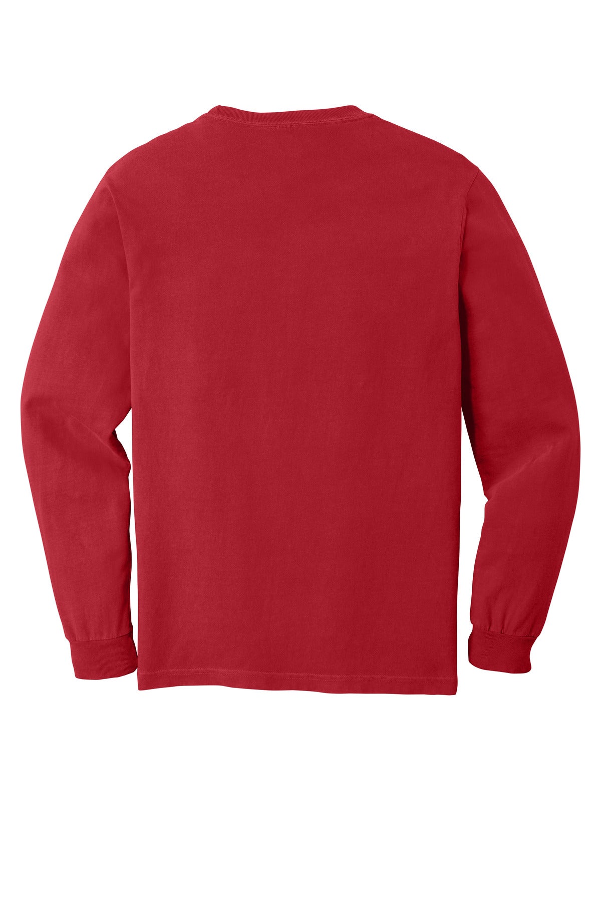 Rear View of Red COMFORT COLORS Heavyweight Ring Spun Long Sleeve Tee. 6014