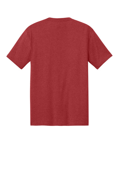 Rear View of Red Frost District Perfect Tri Tee. DM130