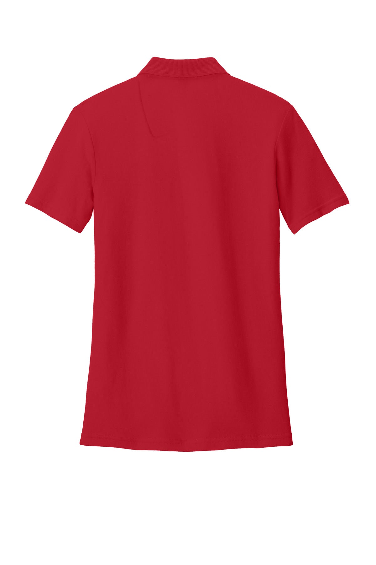 Rear View of Red Gildan Softstyle Women's Pique Polo 64800L