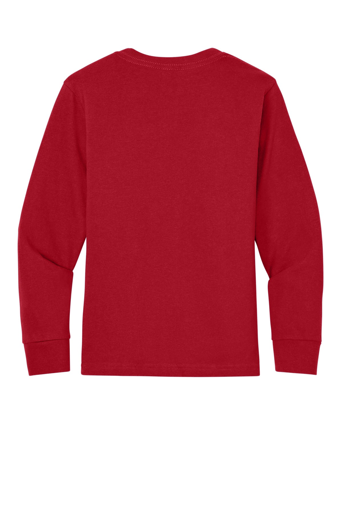 Rear View of Red Next Level Apparel Youth Cotton Long Sleeve Tee NL3311