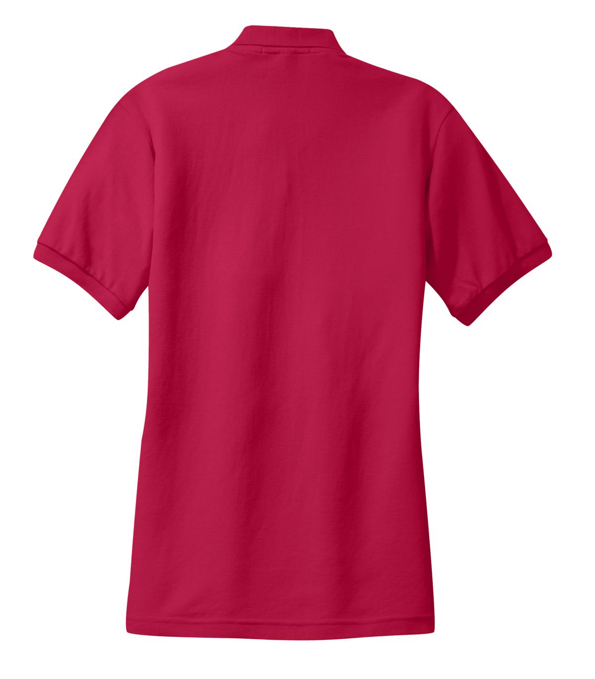 Rear View of Red Port Authority Women's Silk Touch Polo. L500