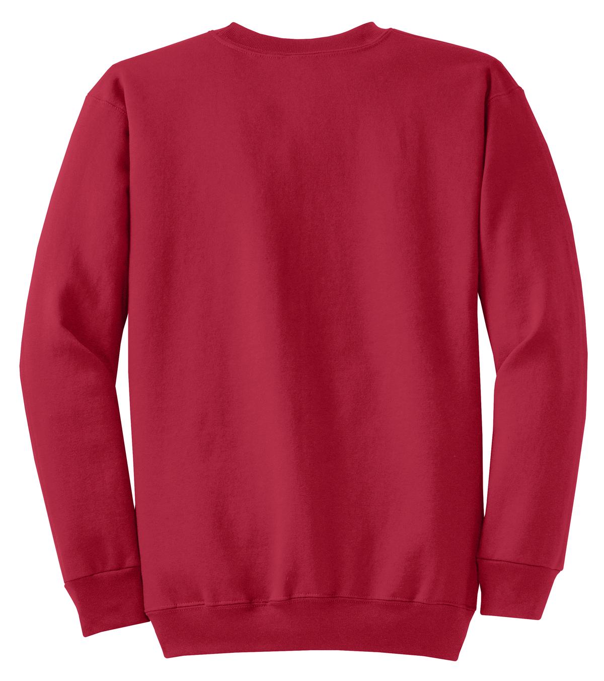 Rear View of Red Port & Co Core Fleece Crewneck Sweatshirt. PC78