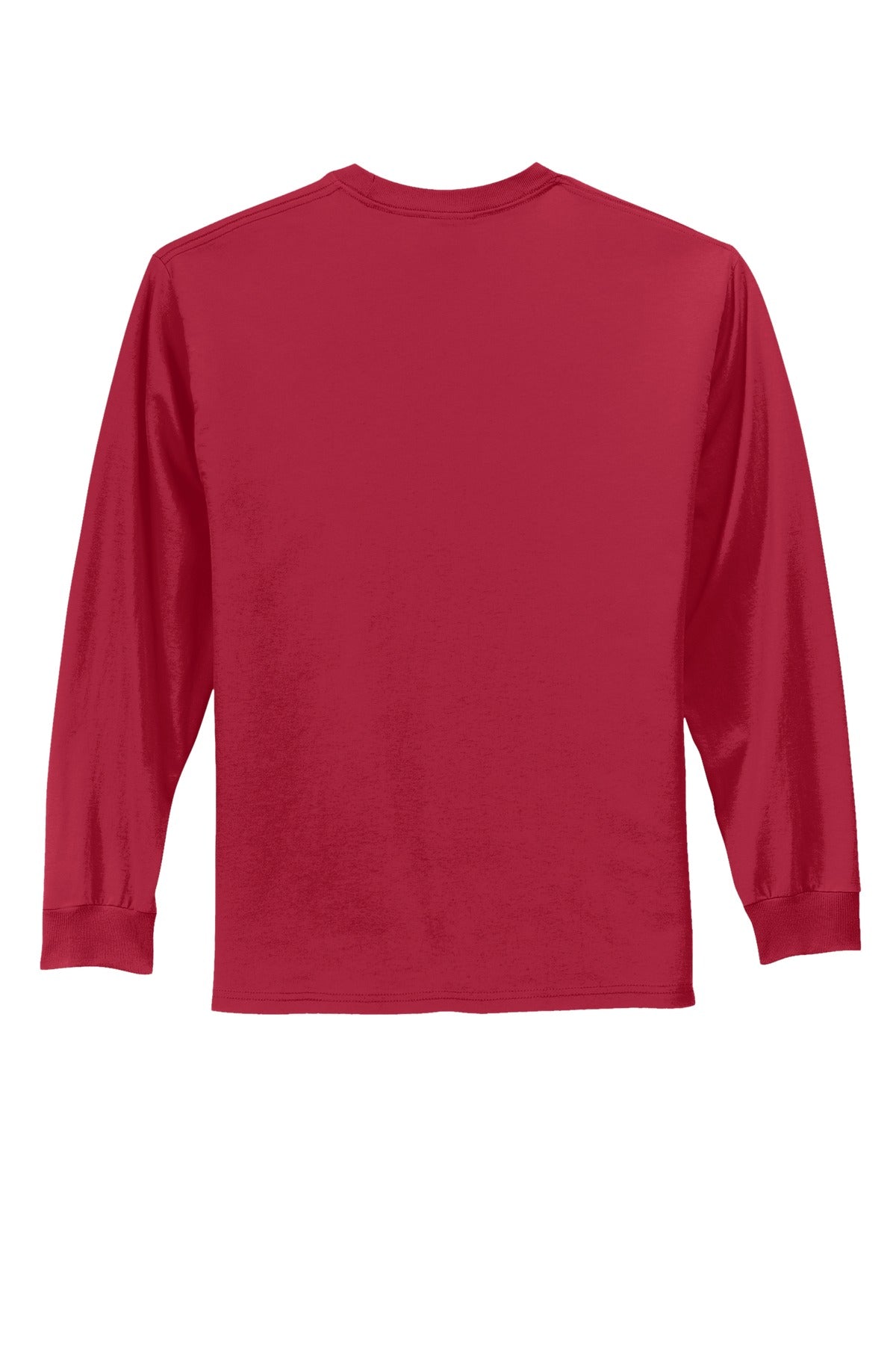 Rear View of Red Port & Co Long Sleeve Essential Tee. PC61LS