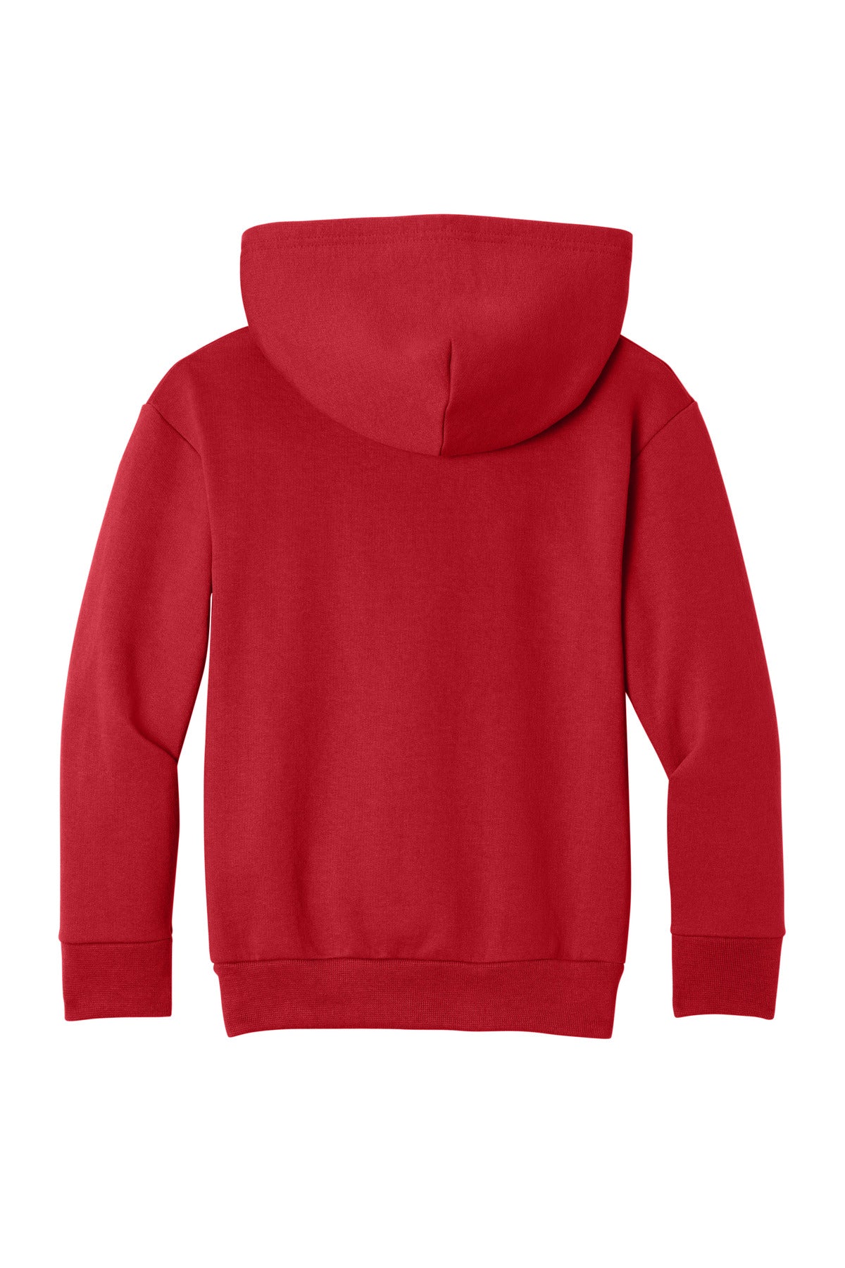 Rear View of Red Port & Co Youth Easy Fleece Pullover Hooded Sweatshirt PC68YH