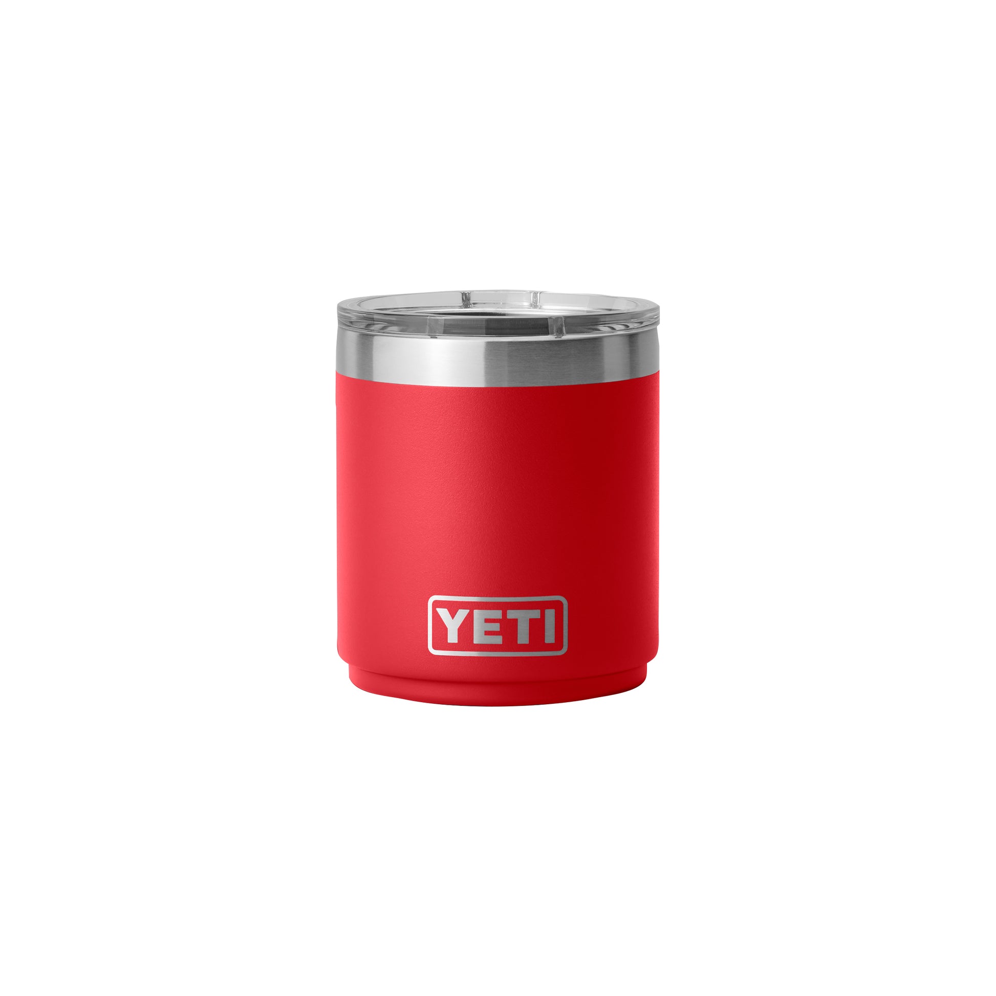 Rear View of Red-Rescue Rambler® 10 oz Stackable Lowball with MagSlider™ Lid plain