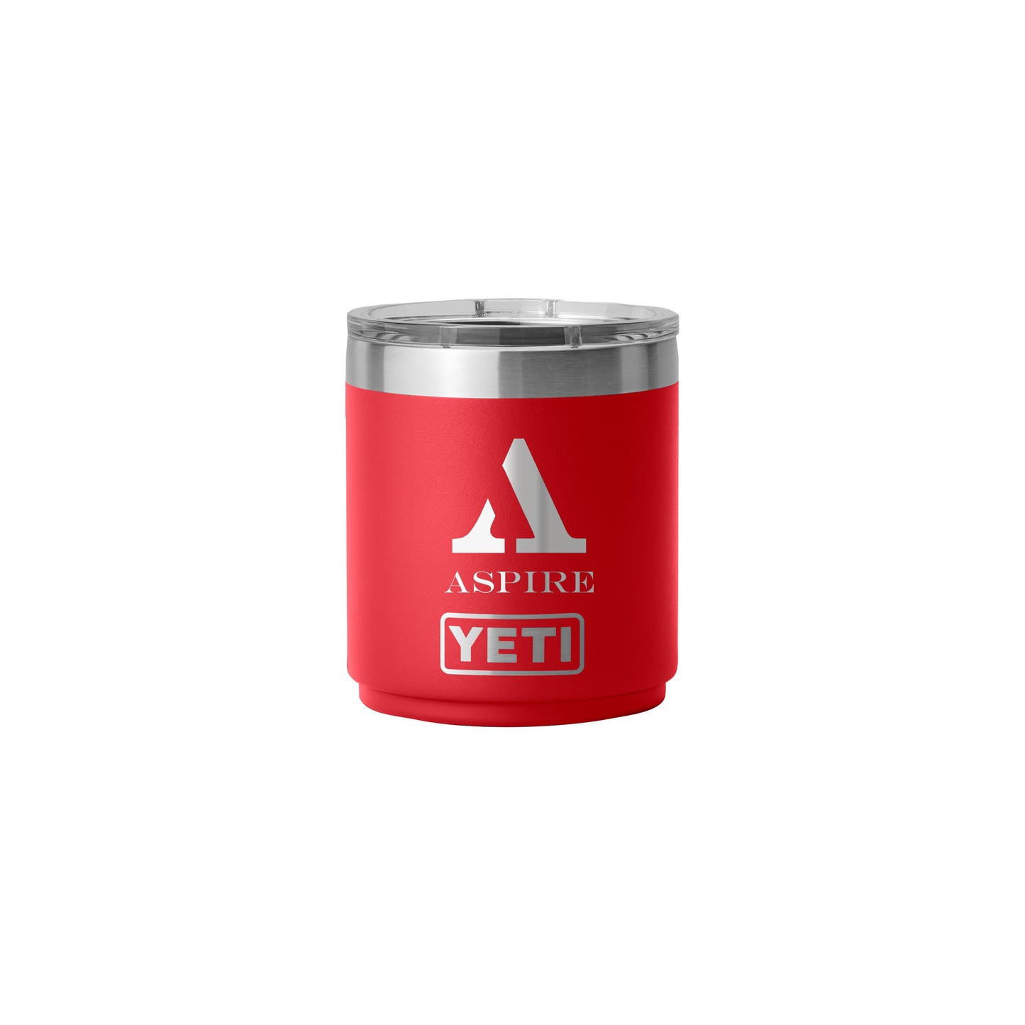 Rear View of Red-Rescue Rambler® 10 oz Stackable Lowball with MagSlider™ Lid