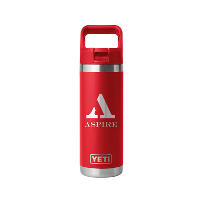 Rear View of Red-Rescue Rambler® 18 oz Water Bottle with Color-Matched Straw Cap