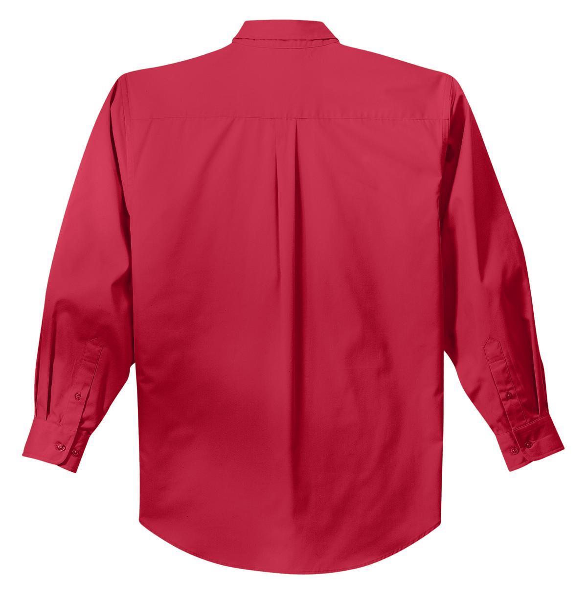 Rear View of Red/Lt Stone Port Authority Long Sleeve Easy Care Shirt S608