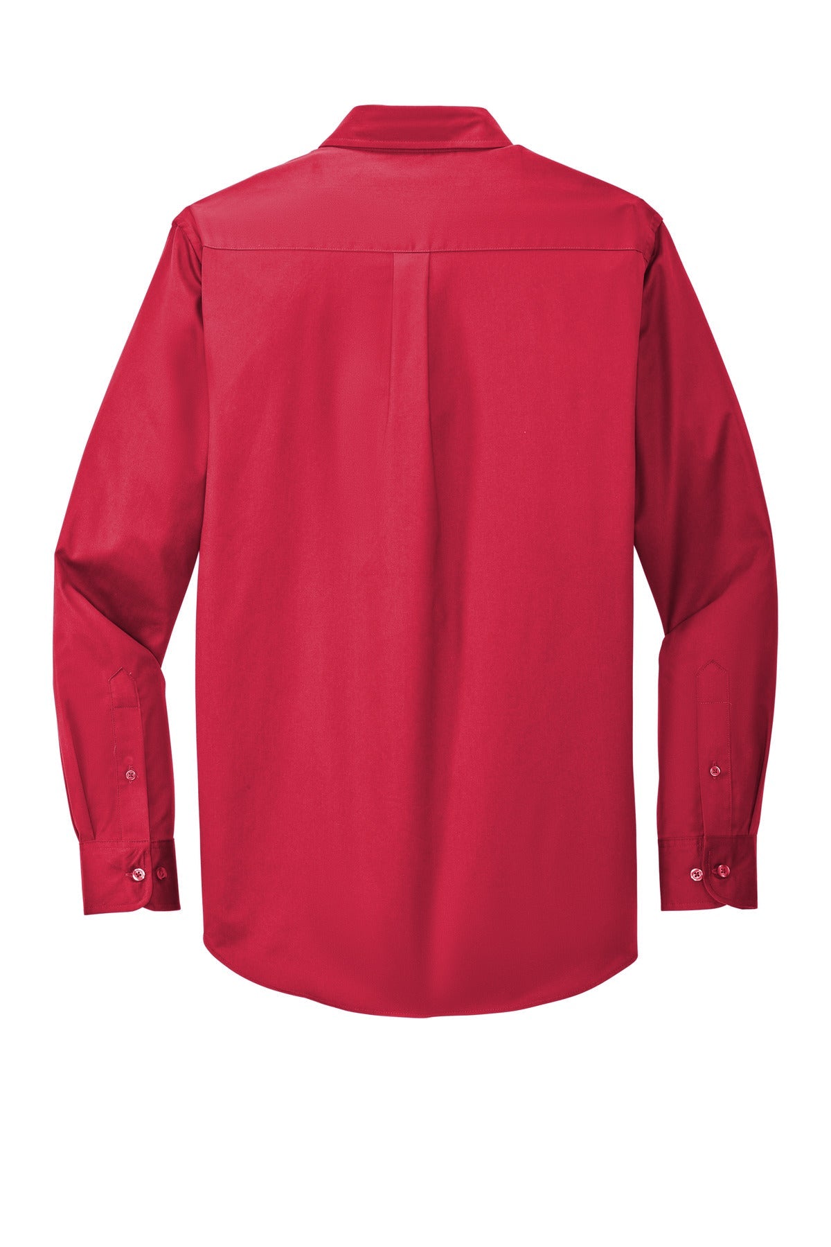 Rear View of Red/Lt Stone Port Authority Long Sleeve Easy Care Shirt S608
