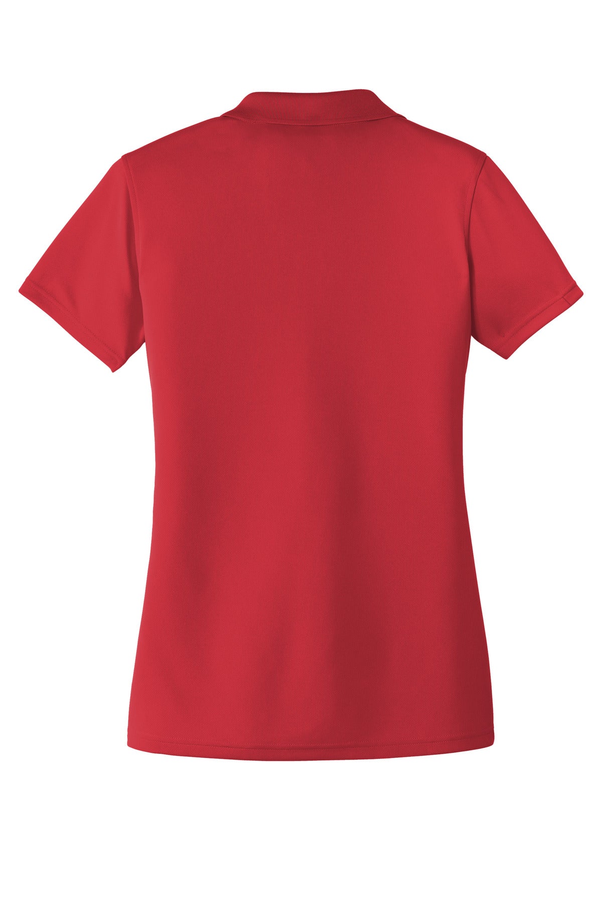 Rear View of Rich Red Port Authority Women's Dry Zone UV Micro-Mesh Polo. LK110