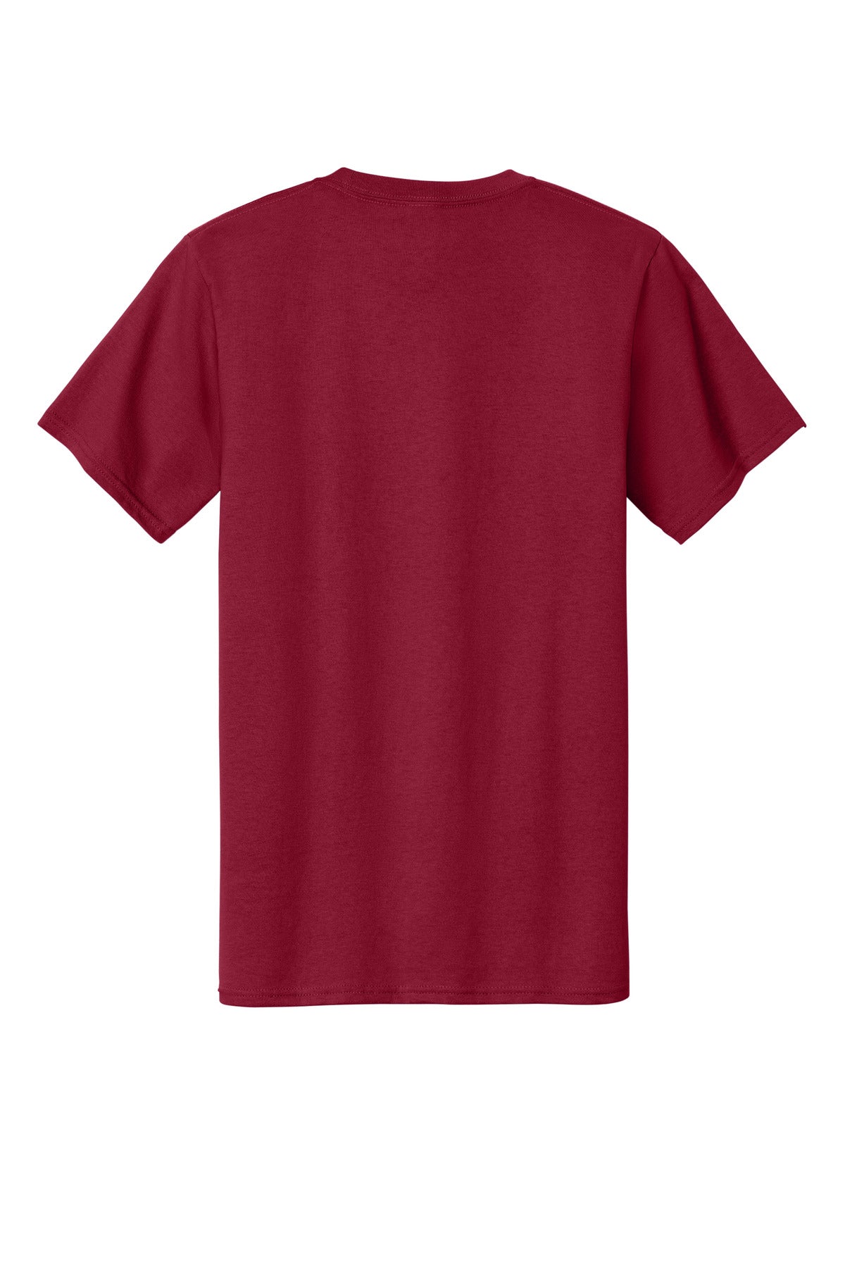 Rear View of Rich Red Port & Co Tall Essential Tee. PC61T