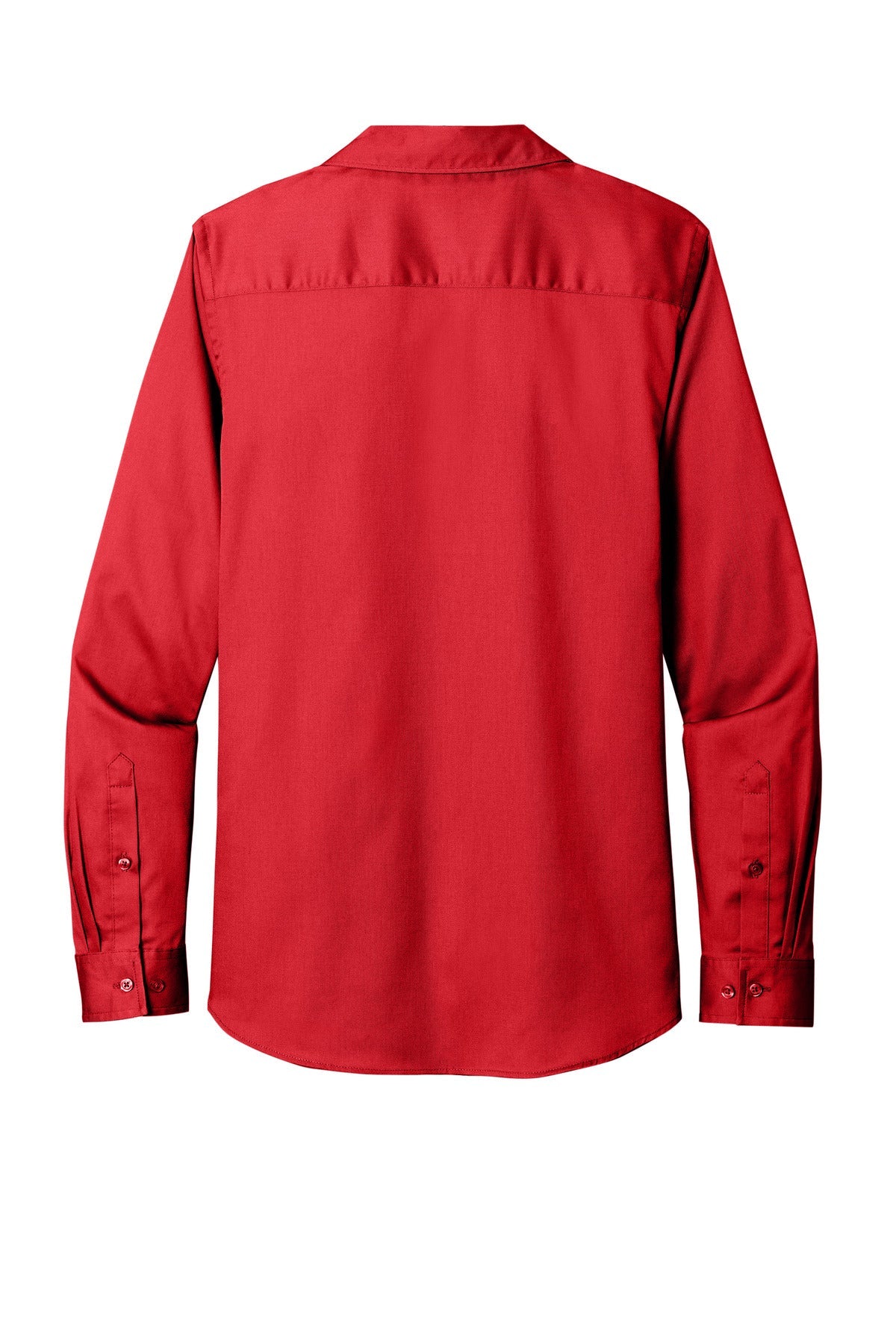 Rear View of RichRed Port Authority Women's Long Sleeve SuperPro React Twill Shirt. LW808