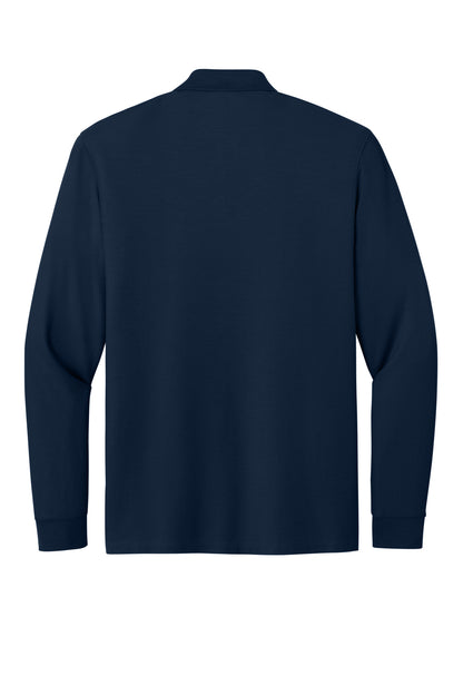 Rear View of RiverBlNv Port Authority Wearever Signature Pique Long Sleeve Polo K200LS