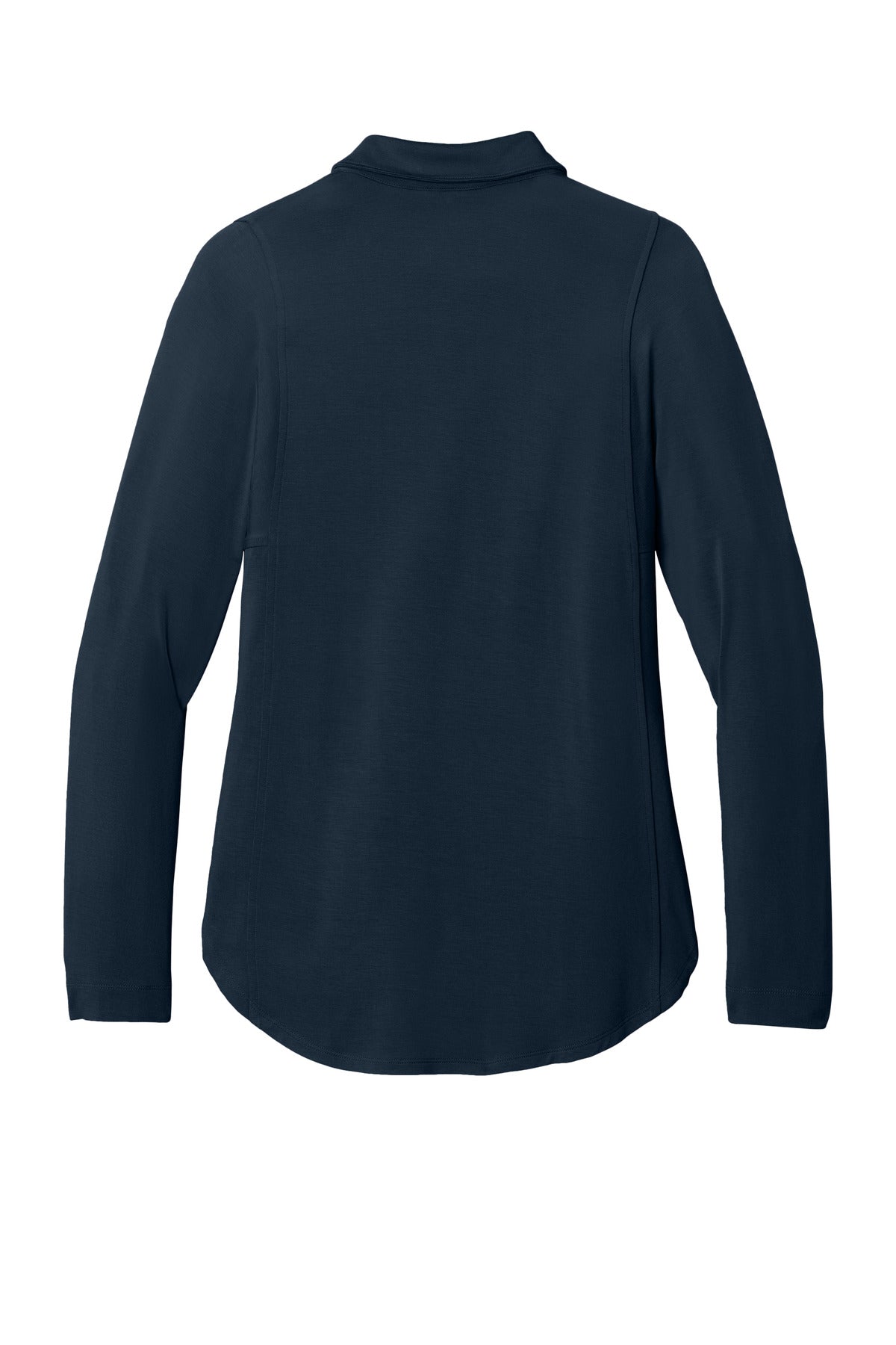 Rear View of RiverBlNv Port Authority Women's Luxe Knit Button Tunic LK5602
