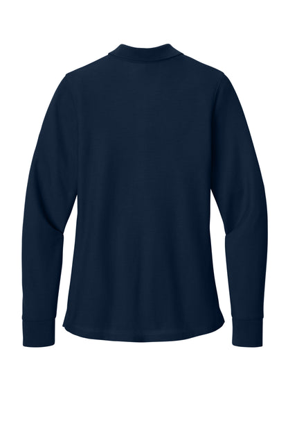 Rear View of RiverBlNv Port Authority Women's Wearever Signature Pique Long Sleeve Polo LK200LS