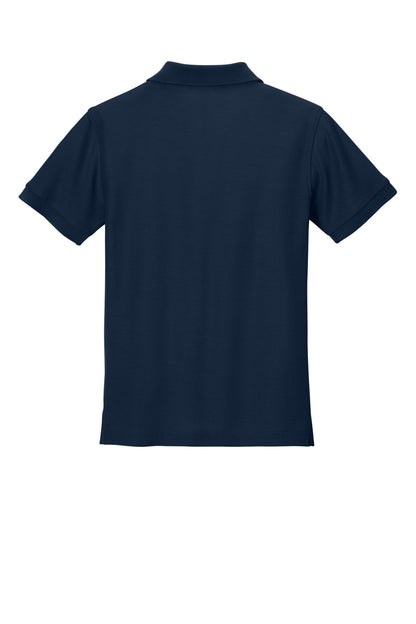 Rear View of RiverBlNv Port Authority Youth Wearever Signature Pique Polo Y200