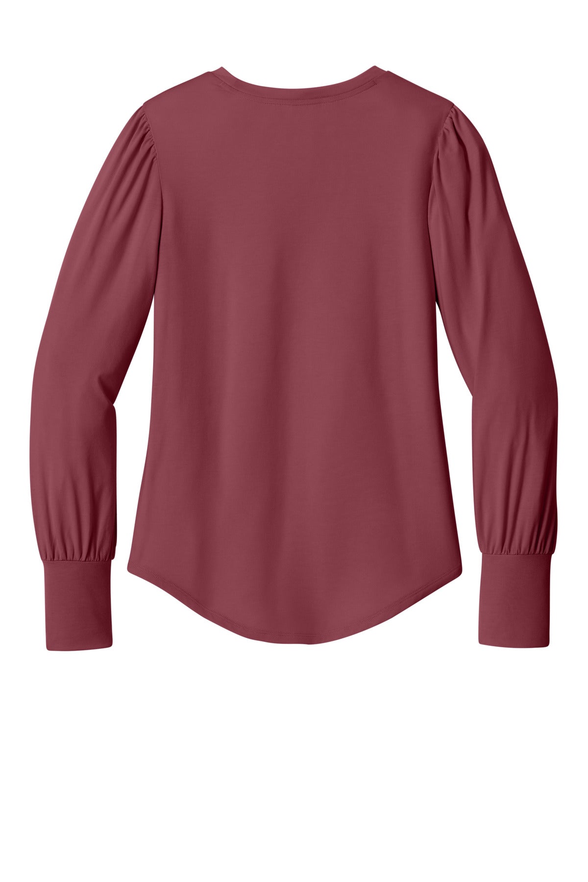 Rear View of Rosewood Mercer+Mettle Women's Stretch Jersey Long Sleeve Blouson Top MM1019