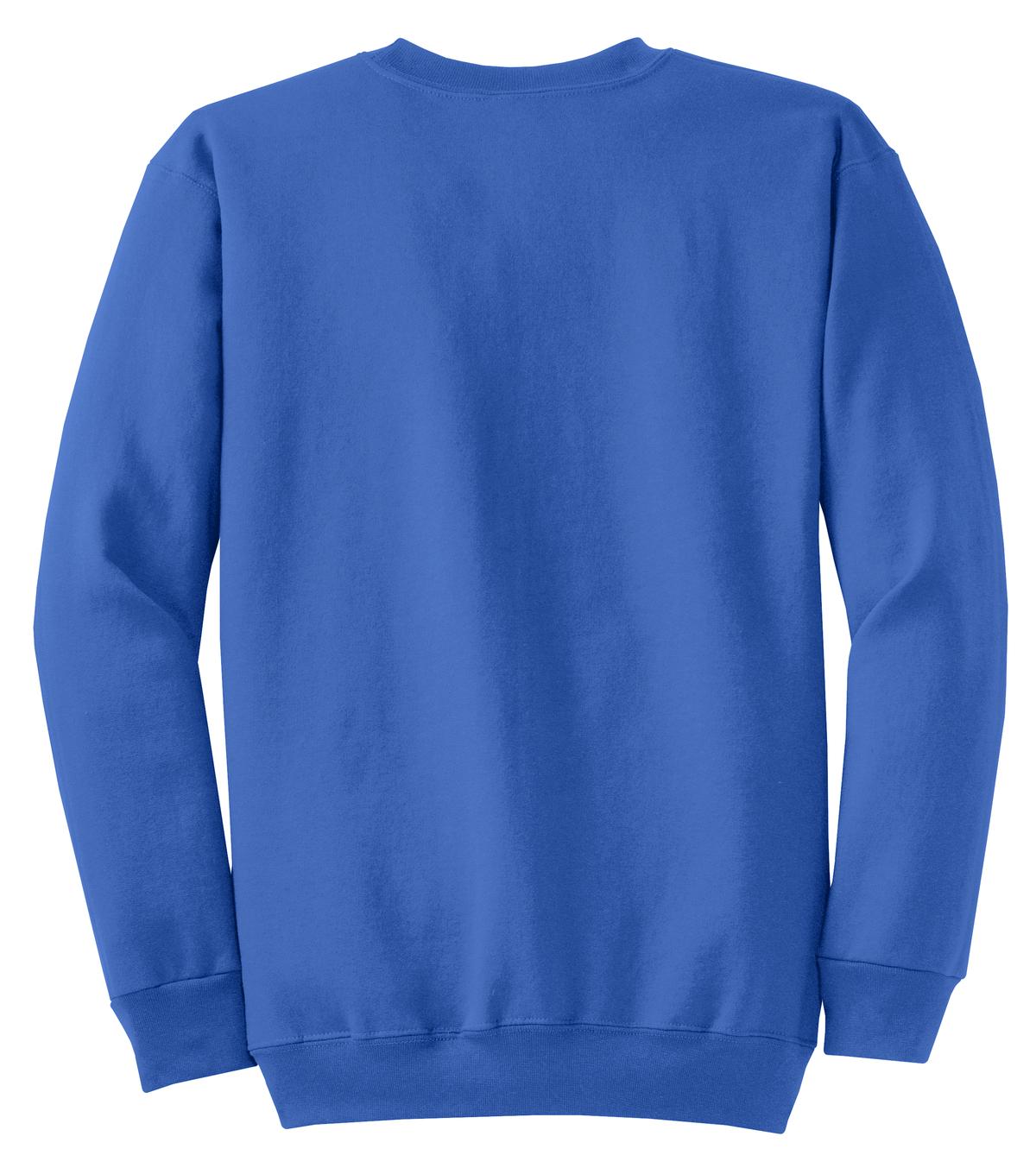 Rear View of Royal Port & Co Core Fleece Crewneck Sweatshirt. PC78