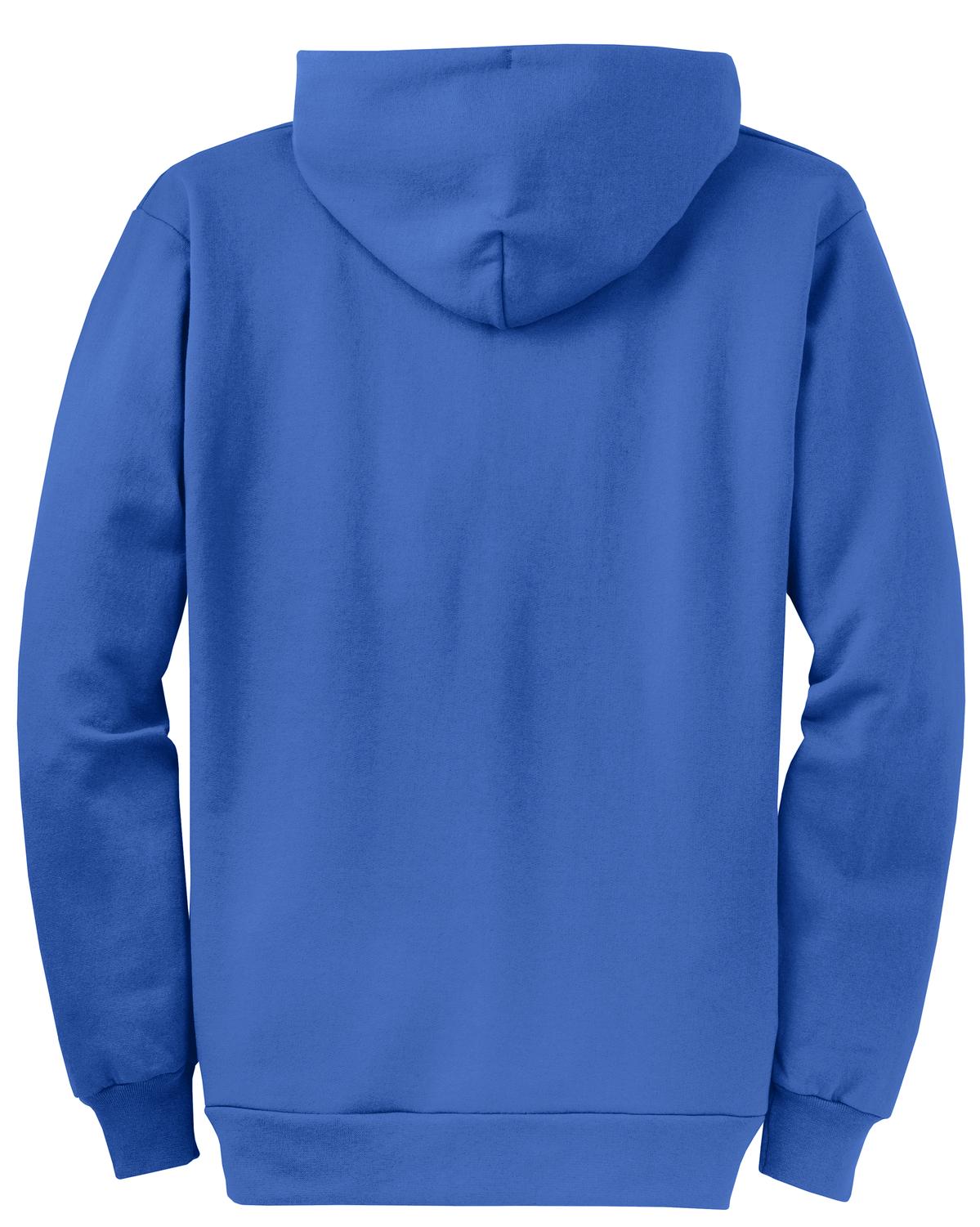 Rear View of Royal Port & Co Core Fleece Full-Zip Hooded Sweatshirt. PC78ZH