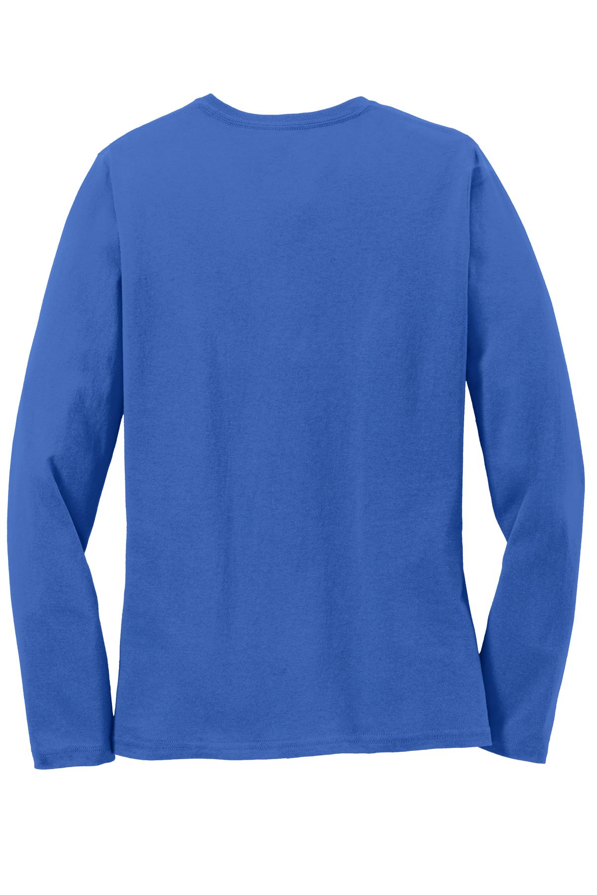 Rear View of Royal Port & Co Women's Long Sleeve Core Cotton Tee. LPC54LS