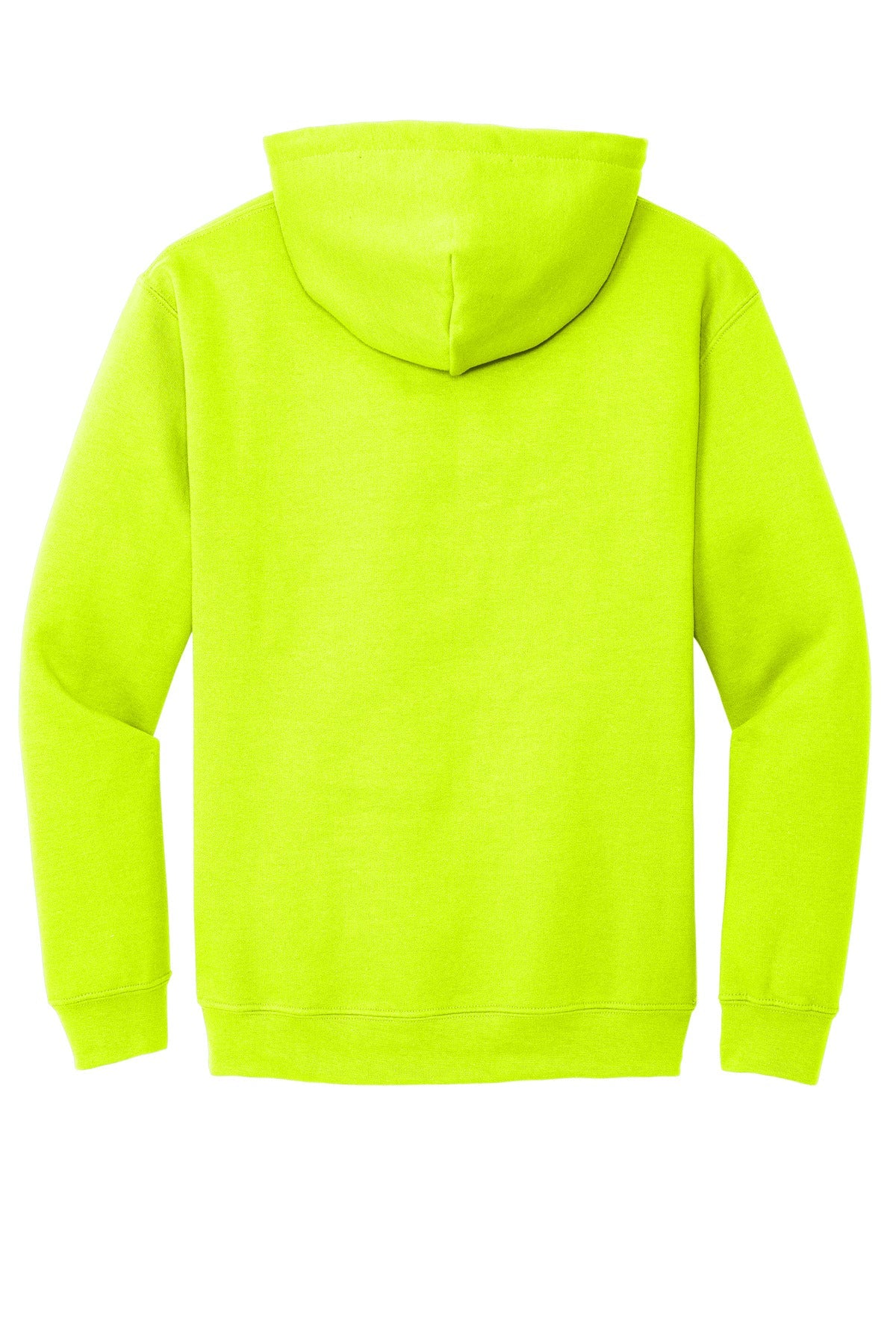 Rear View of Safety Green Gildan - Heavy Blend Hooded Sweatshirt. 18500