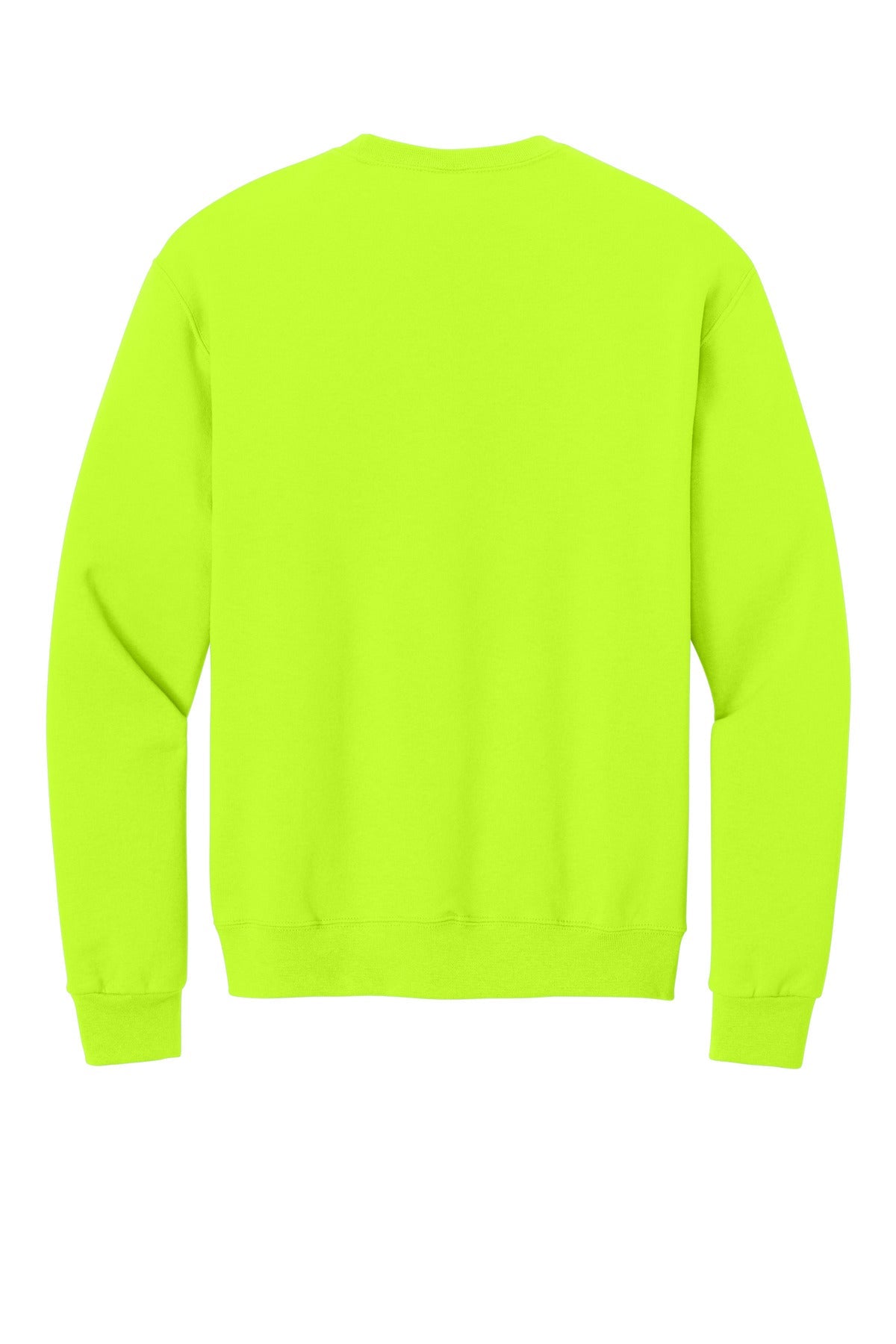 Rear View of Safety Green Jerzees - NuBlend Crewneck Sweatshirt. 562M