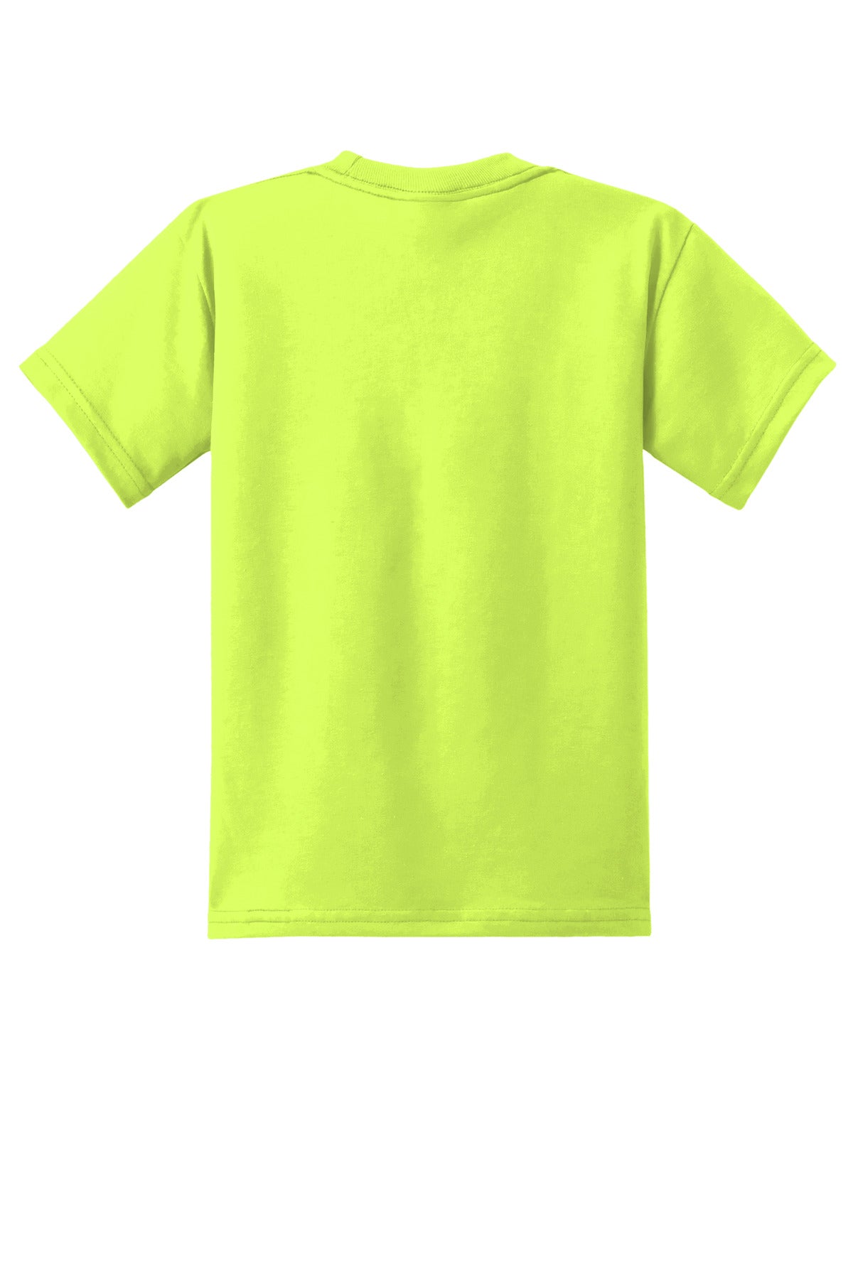 Rear View of Safety Green Port & Co Youth Core Blend Tee. PC55Y