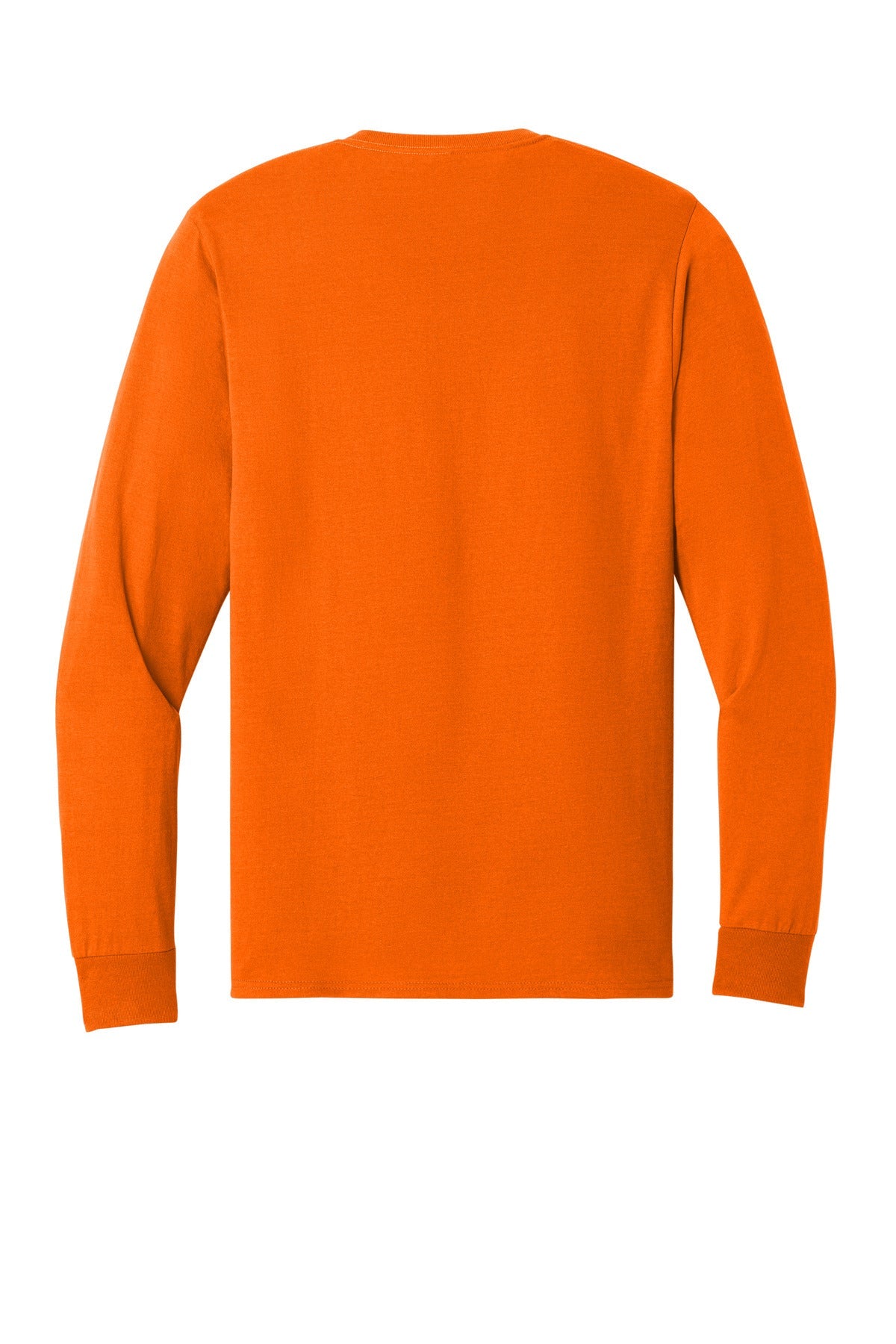 Rear View of Safety Orange Jerzees - Dri-Power 50/50 Cotton/Poly Long Sleeve T-Shirt. 29LS