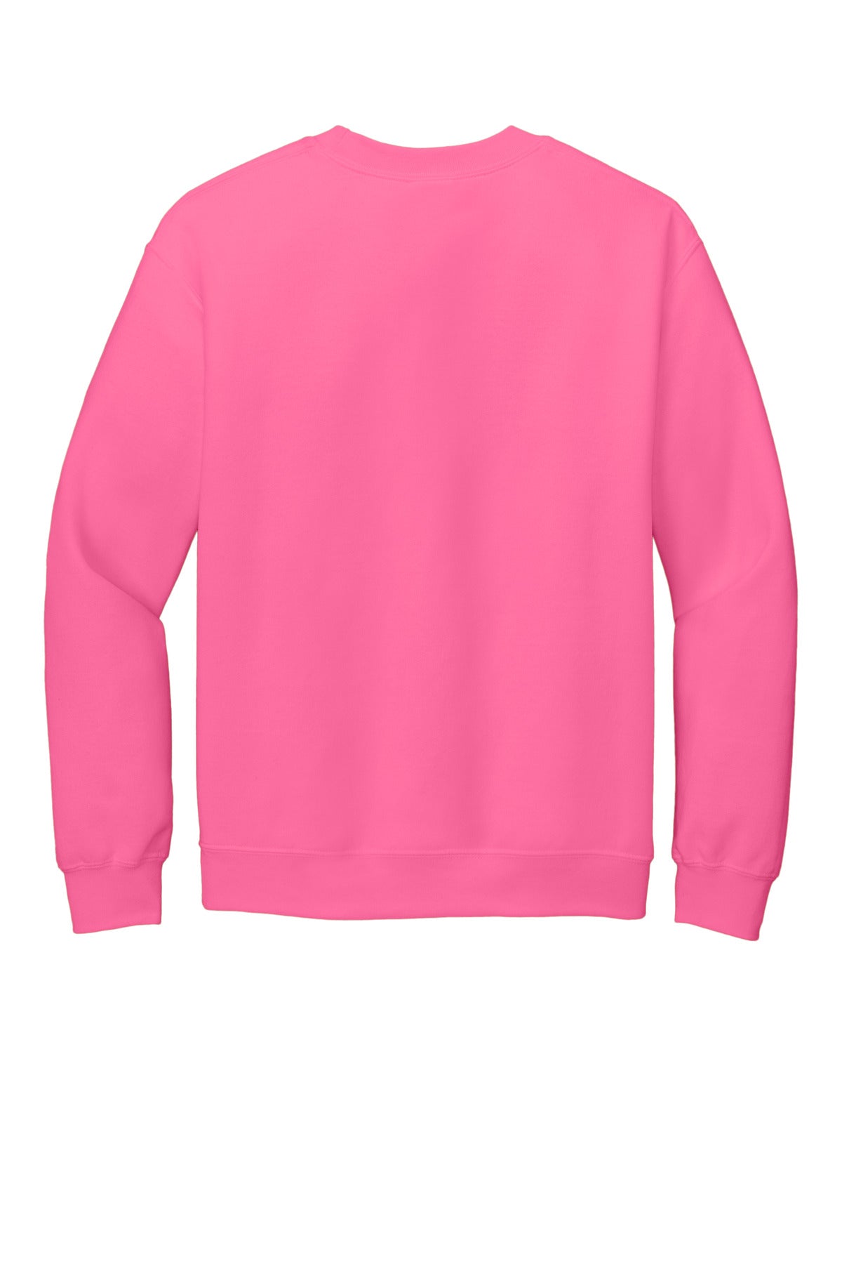 Rear View of Safety Pink Gildan Heavy Blend Crewneck Sweatshirt. 18000