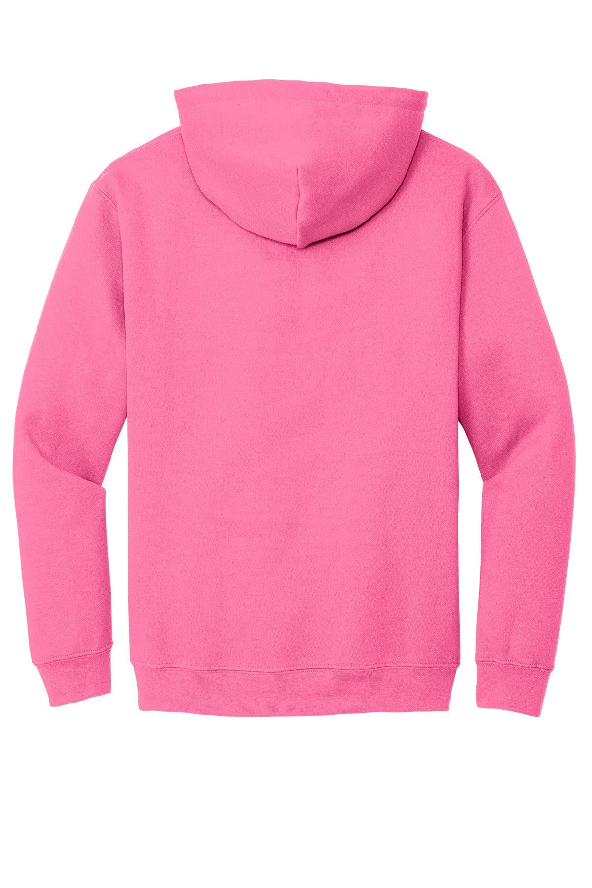 Rear View of Safety Pink Gildan - Heavy Blend Hooded Sweatshirt. 18500