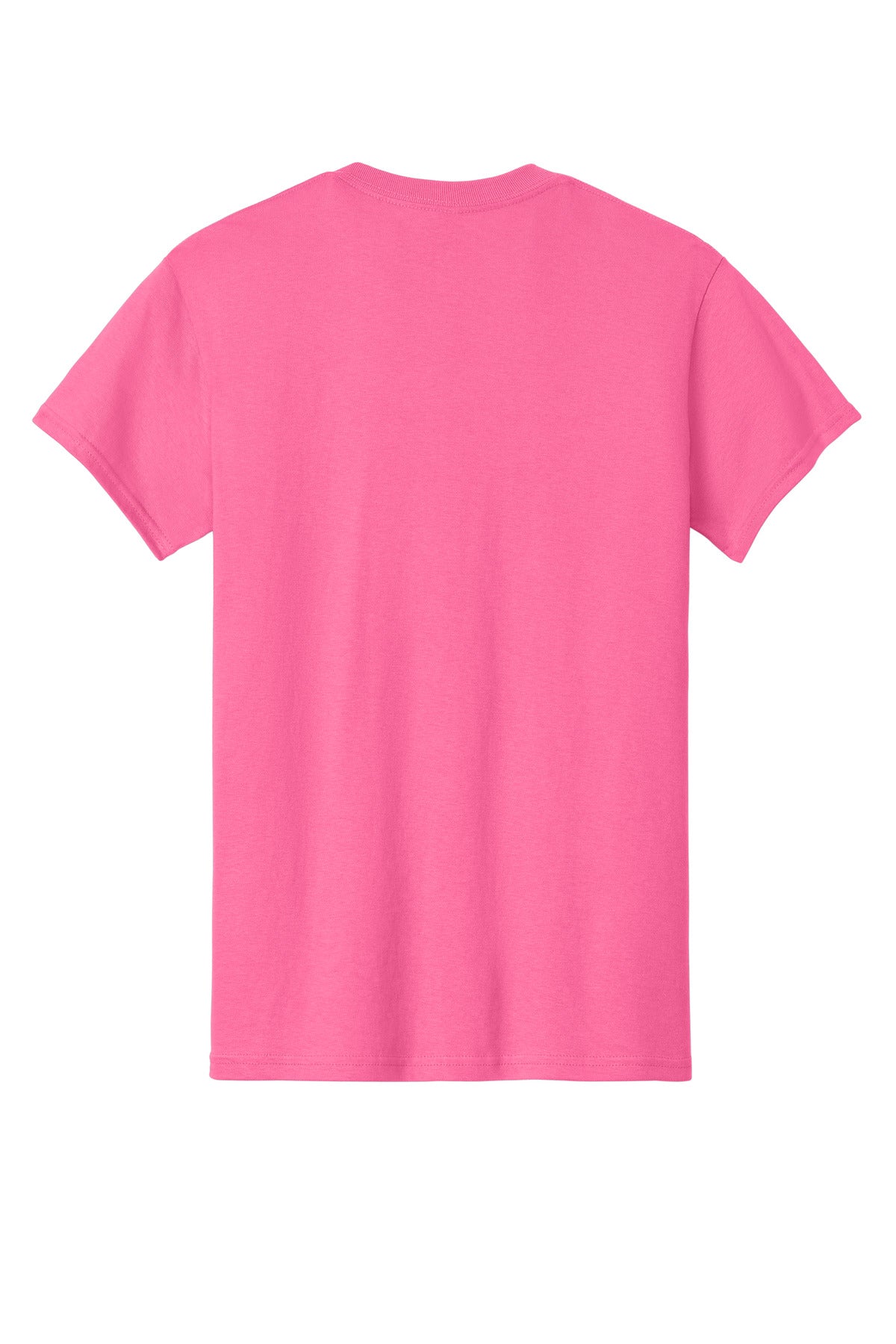 Rear View of Safety Pink Gildan - Heavy Cotton 100% Cotton T-Shirt. 5000