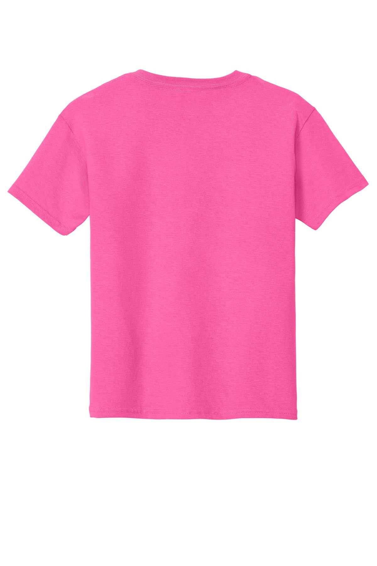 Rear View of Safety Pink Gildan - Youth Heavy Cotton 100% Cotton T-Shirt. 5000B