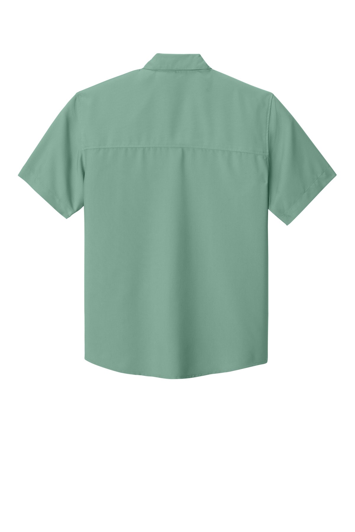 Rear View of Sage Port Authority Short Sleeve UV Dockside Shirt W963