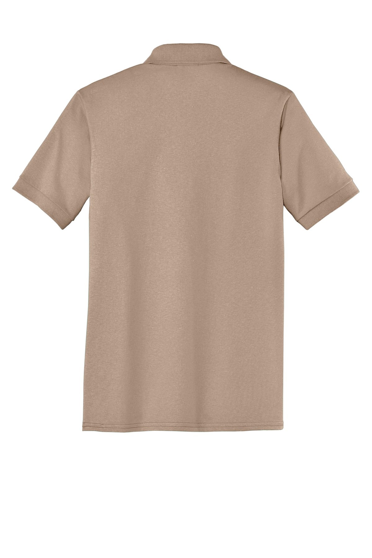 Rear View of Sand Port & Co Core Blend Jersey Knit Polo. KP55